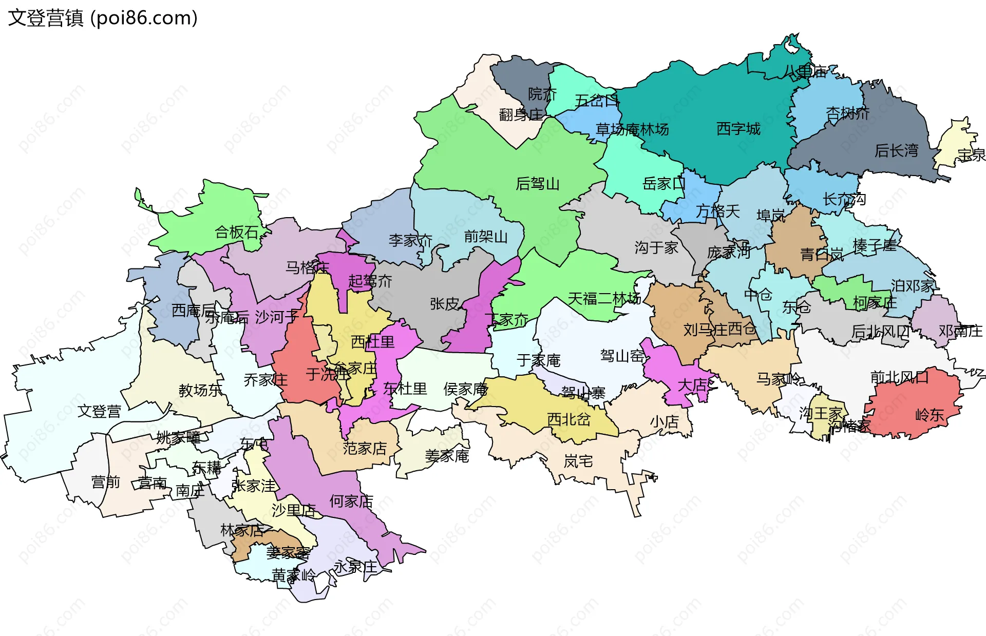 文登营镇边界地图(五级行政区划)