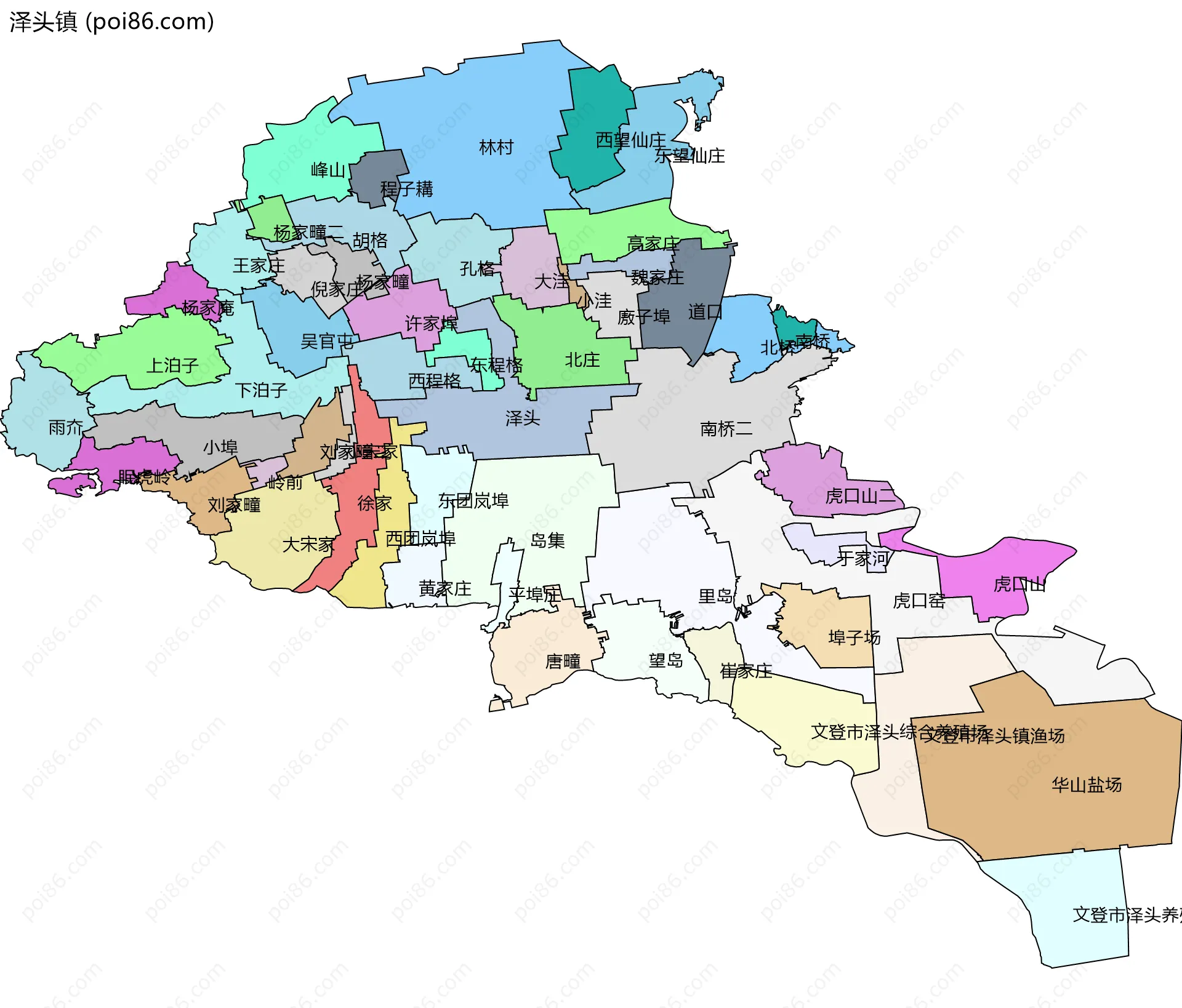 泽头镇边界地图(五级行政区划)