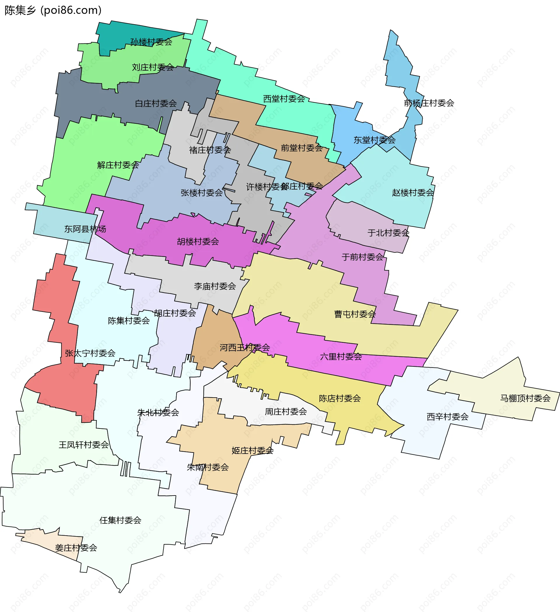 陈集乡边界地图(五级行政区划)