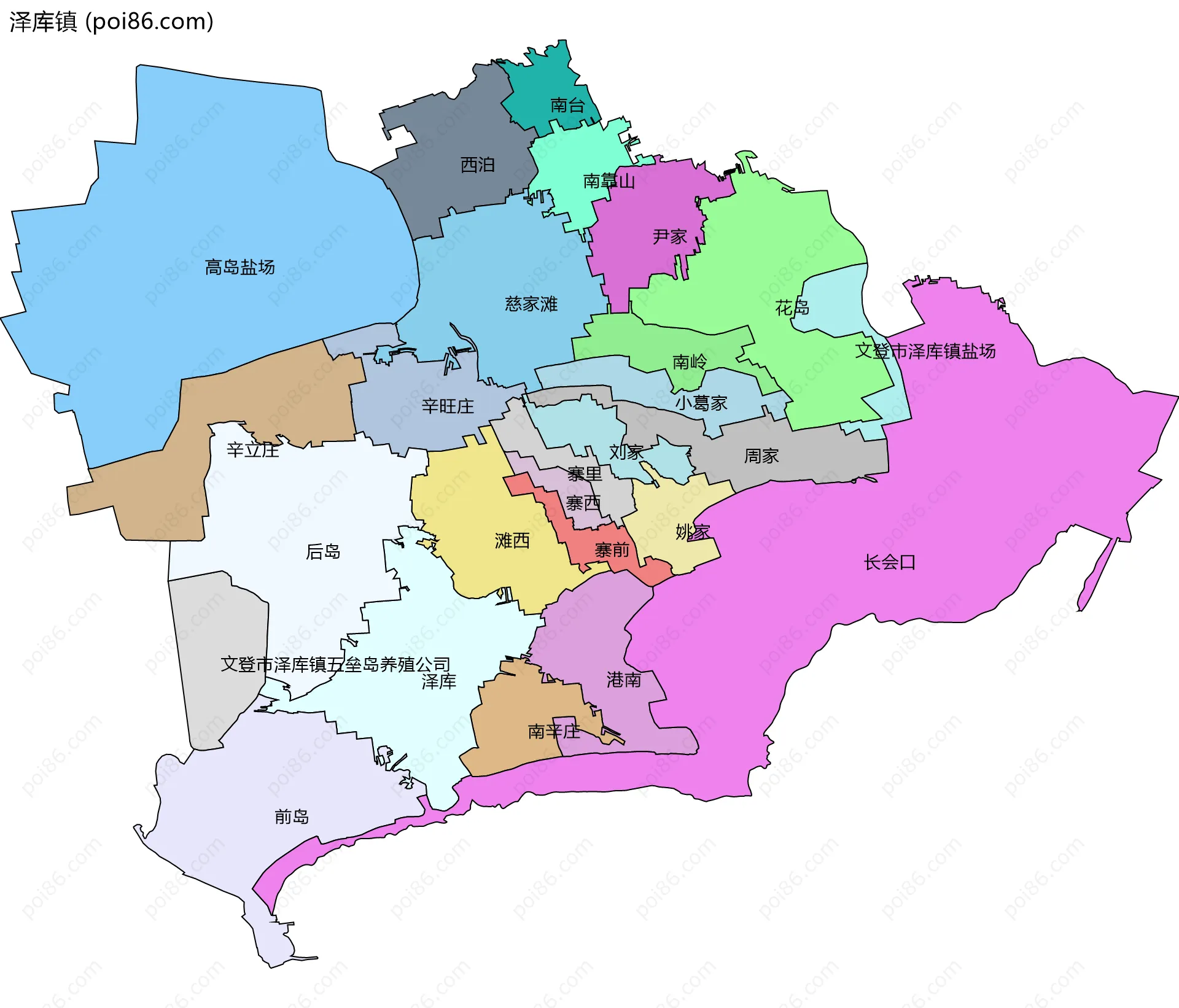 泽库镇边界地图(五级行政区划)