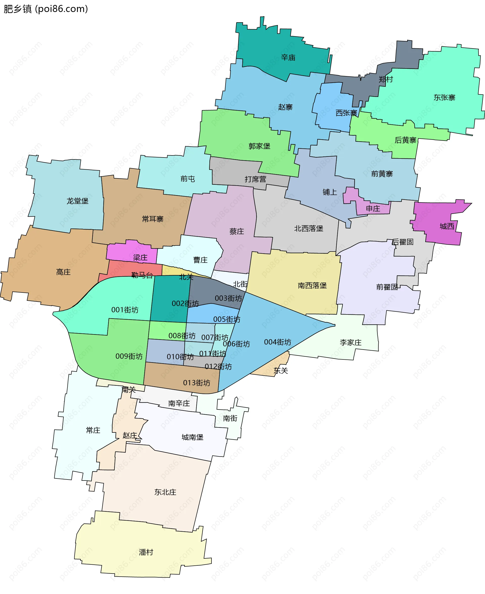 肥乡镇边界地图(五级行政区划)