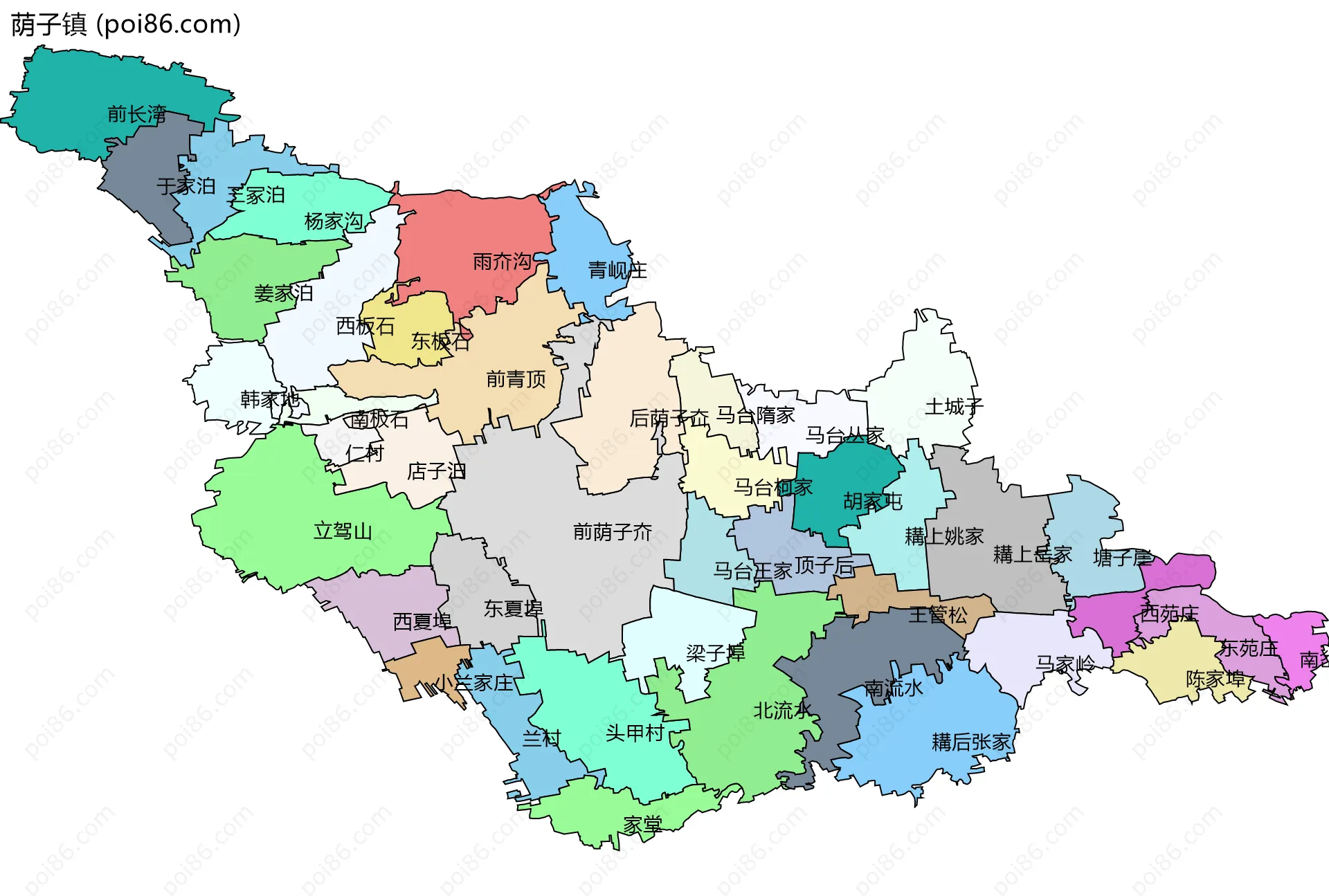 荫子镇边界地图(五级行政区划)