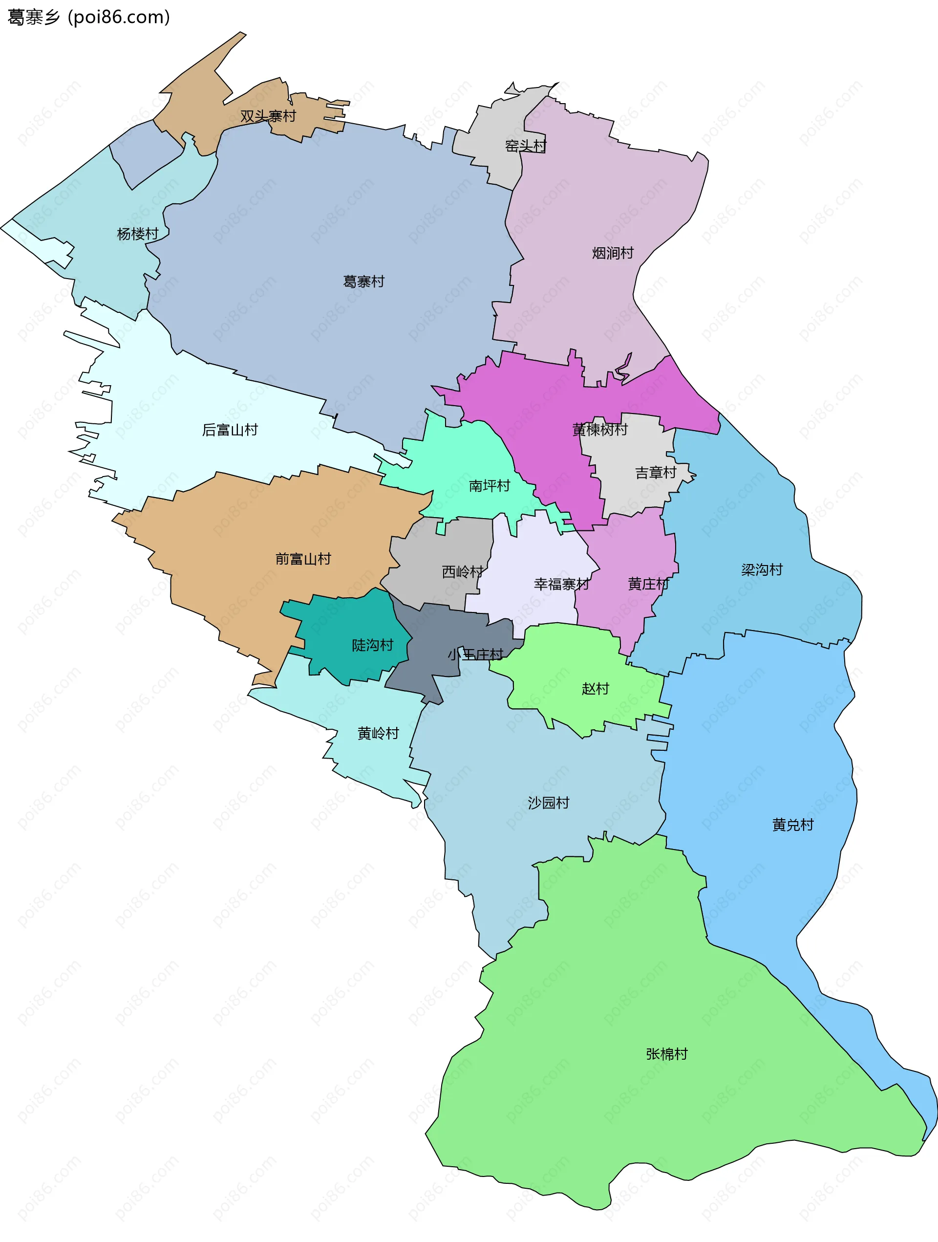 葛寨乡边界地图(五级行政区划)