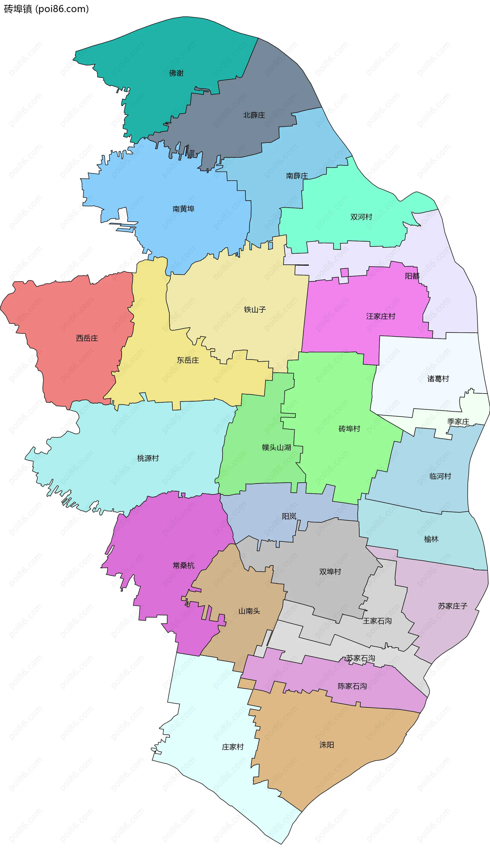 砖埠镇边界地图(五级行政区划)