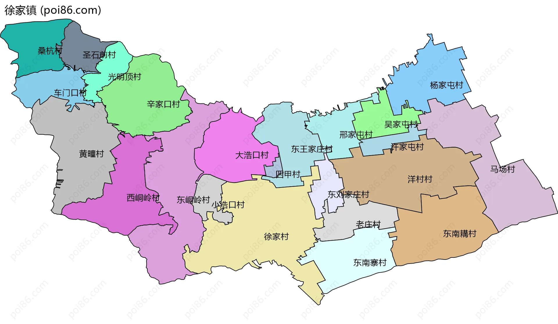 徐家镇边界地图(五级行政区划)