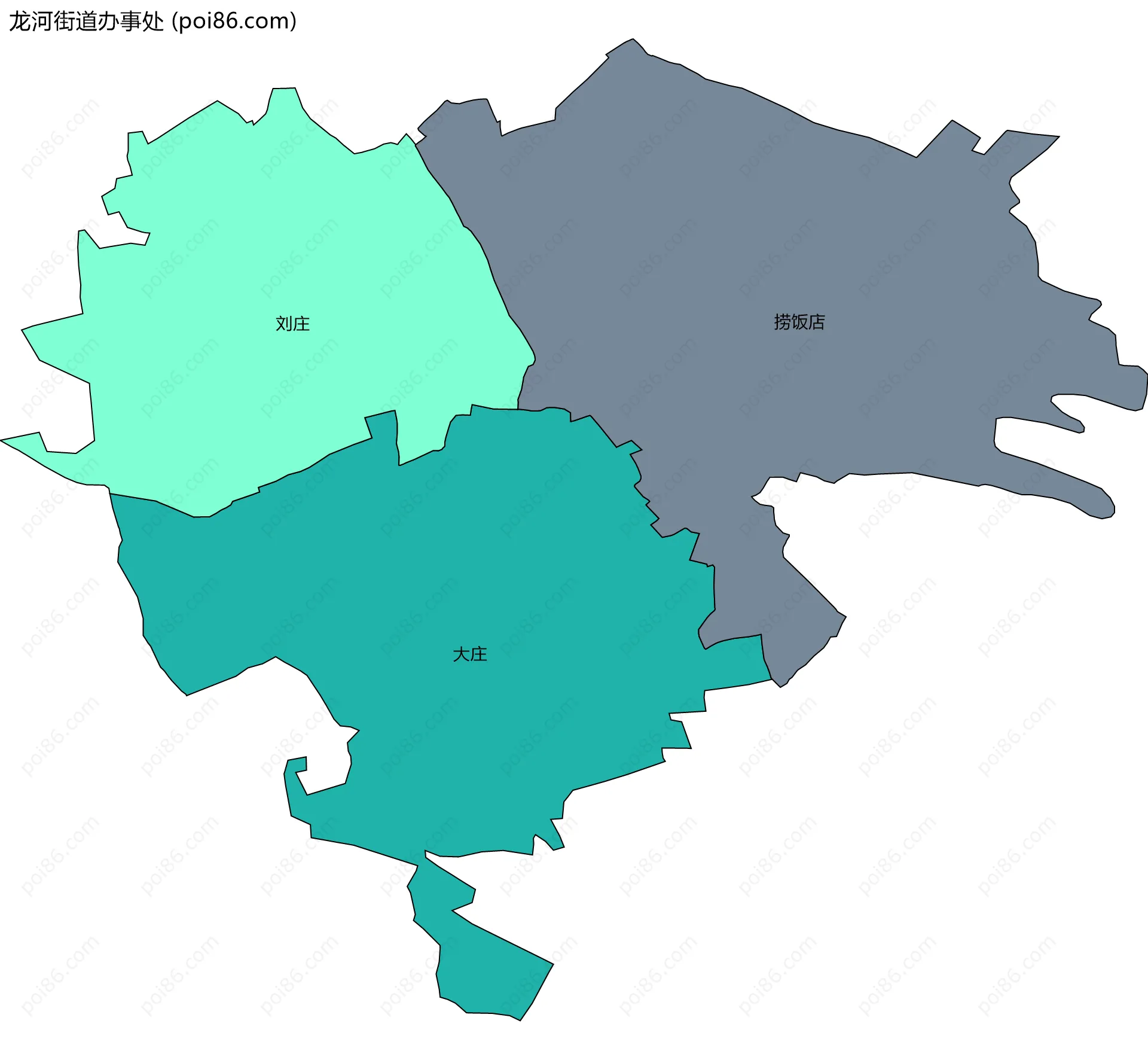 龙河街道办事处边界地图(五级行政区划)