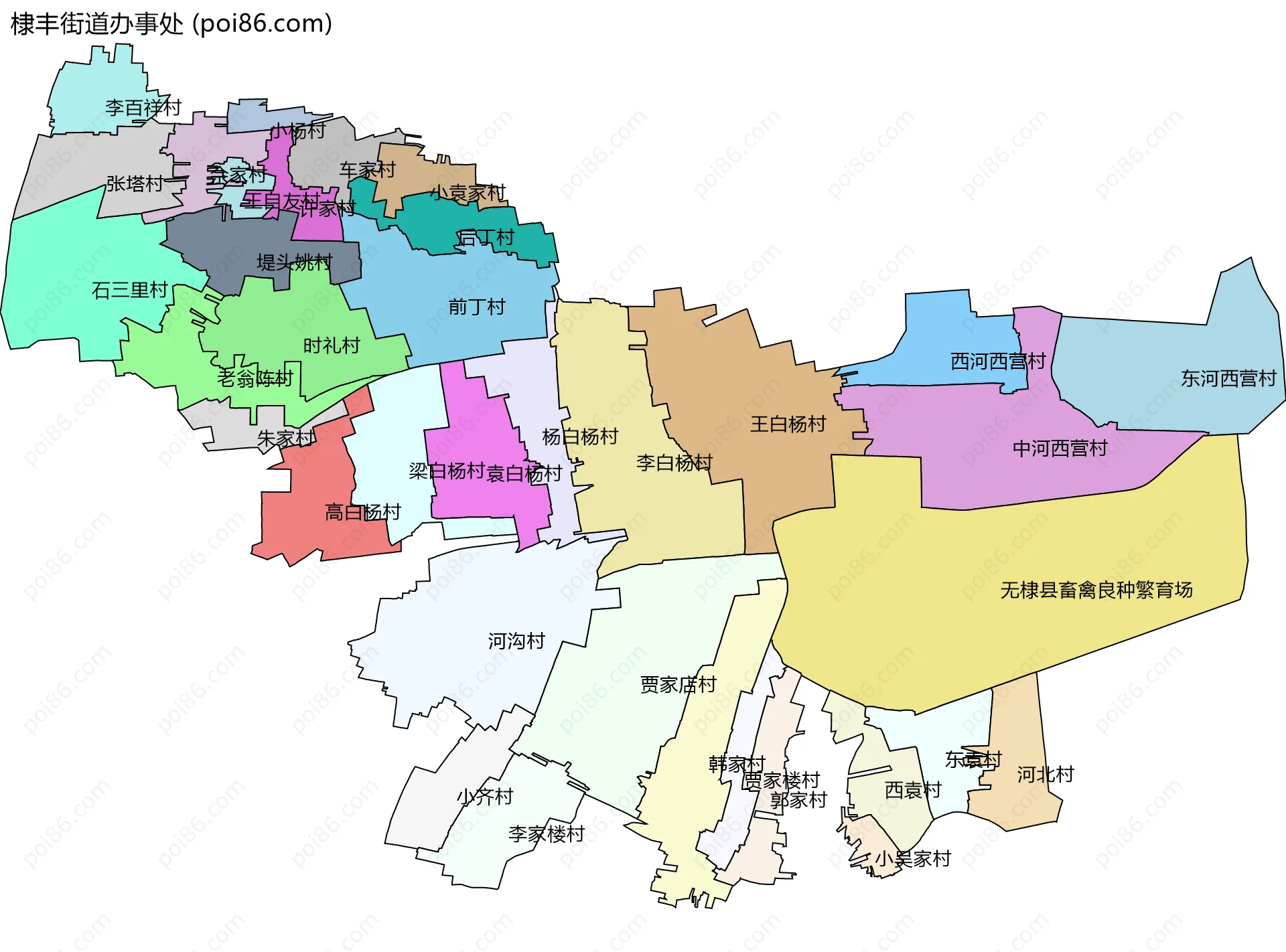 棣丰街道办事处边界地图(五级行政区划)