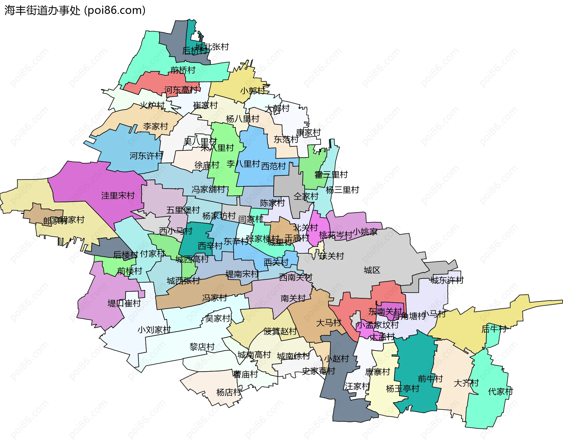 海丰街道办事处边界地图(五级行政区划)