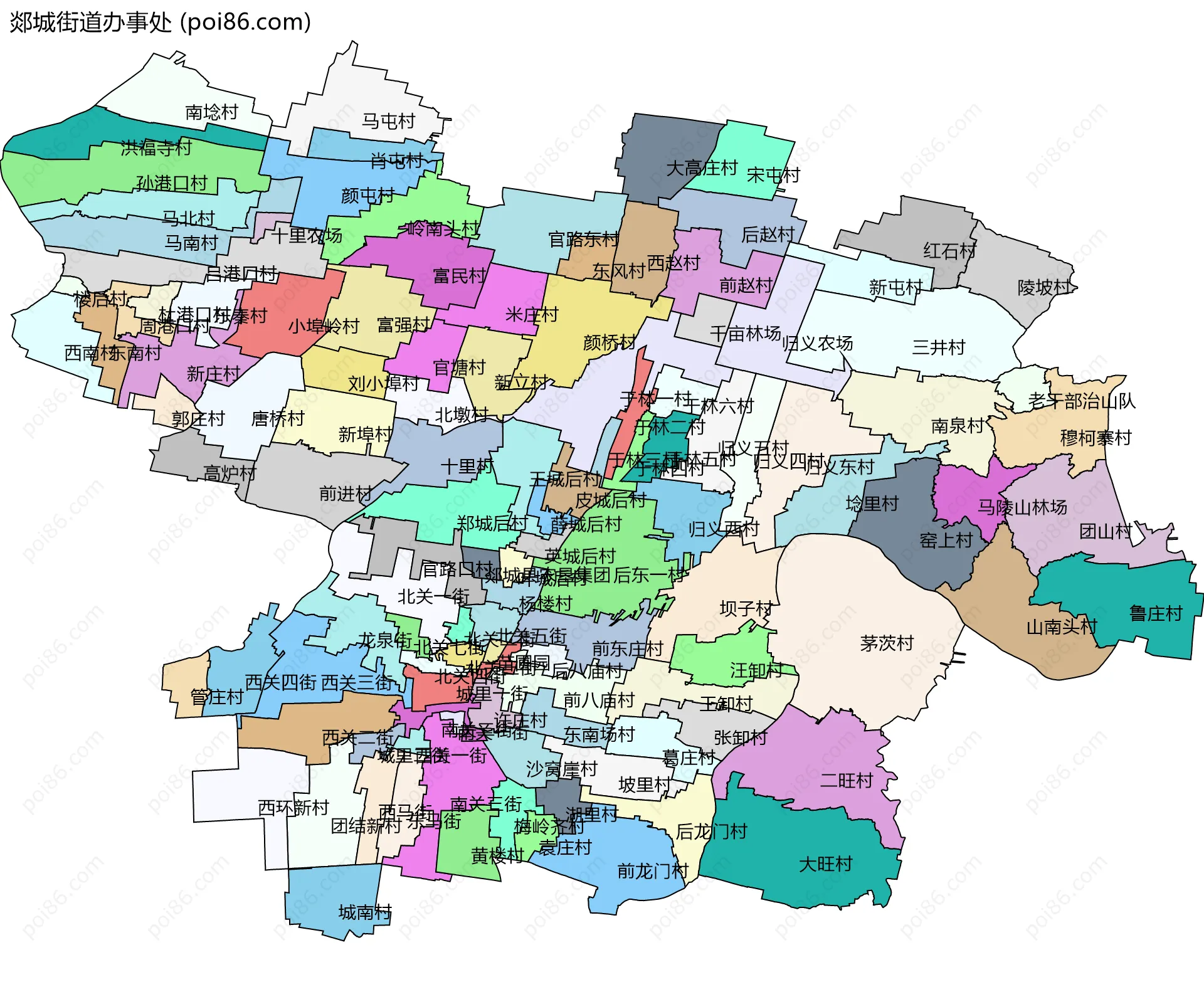 郯城街道办事处边界地图(五级行政区划)