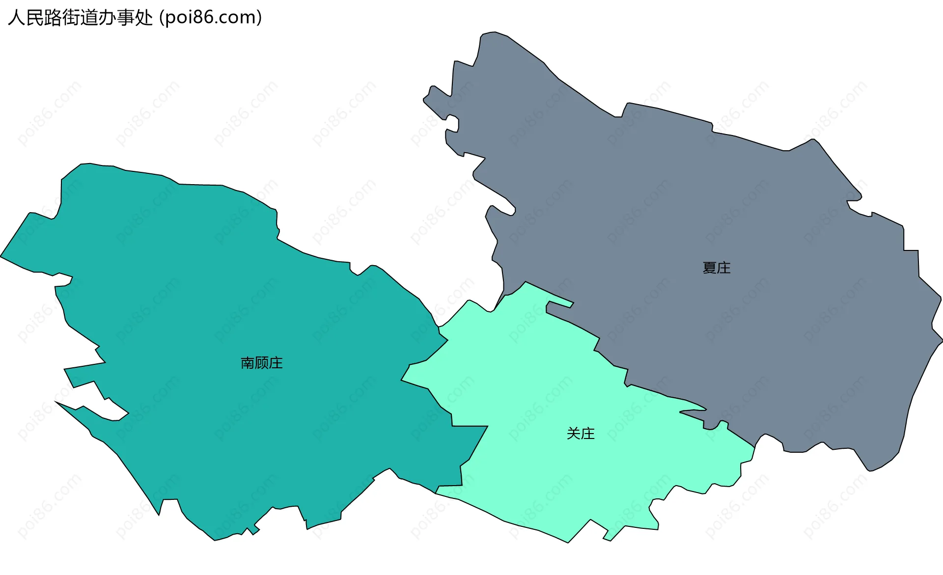 人民路街道办事处边界地图(五级行政区划)