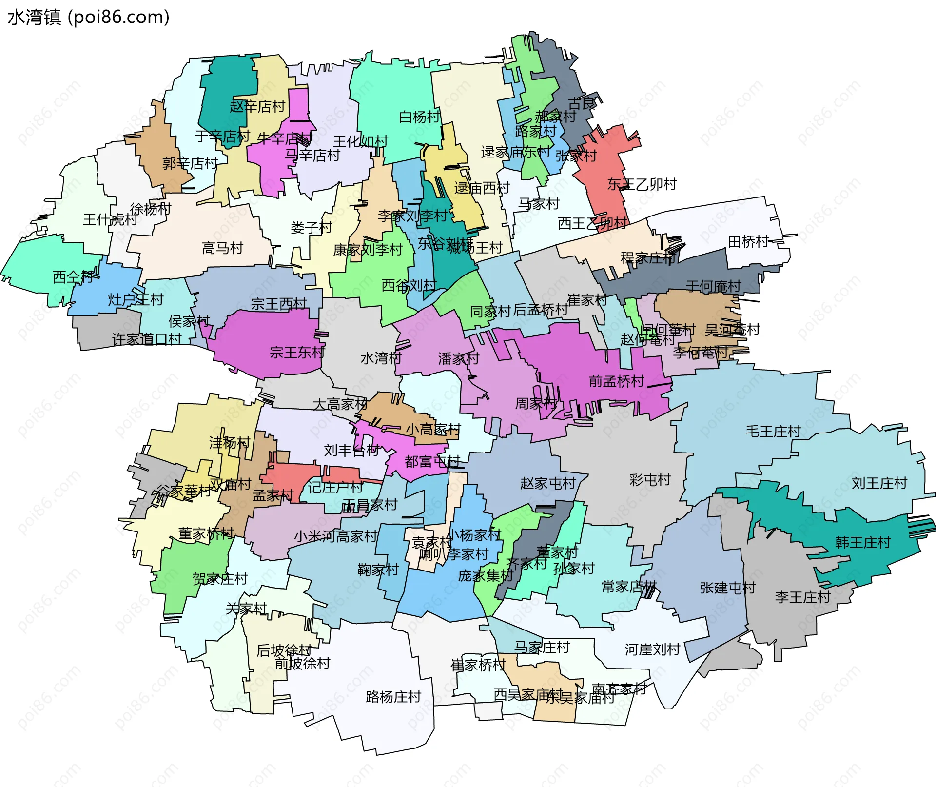 水湾镇边界地图(五级行政区划)