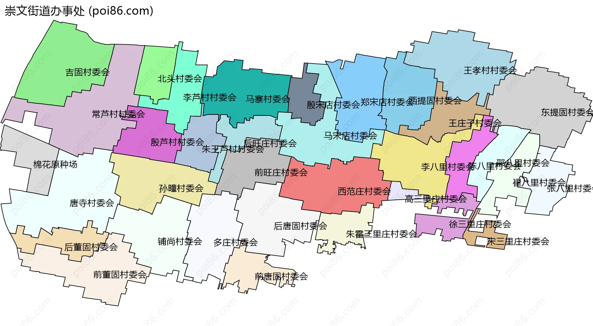 崇文街道办事处边界地图(五级行政区划)