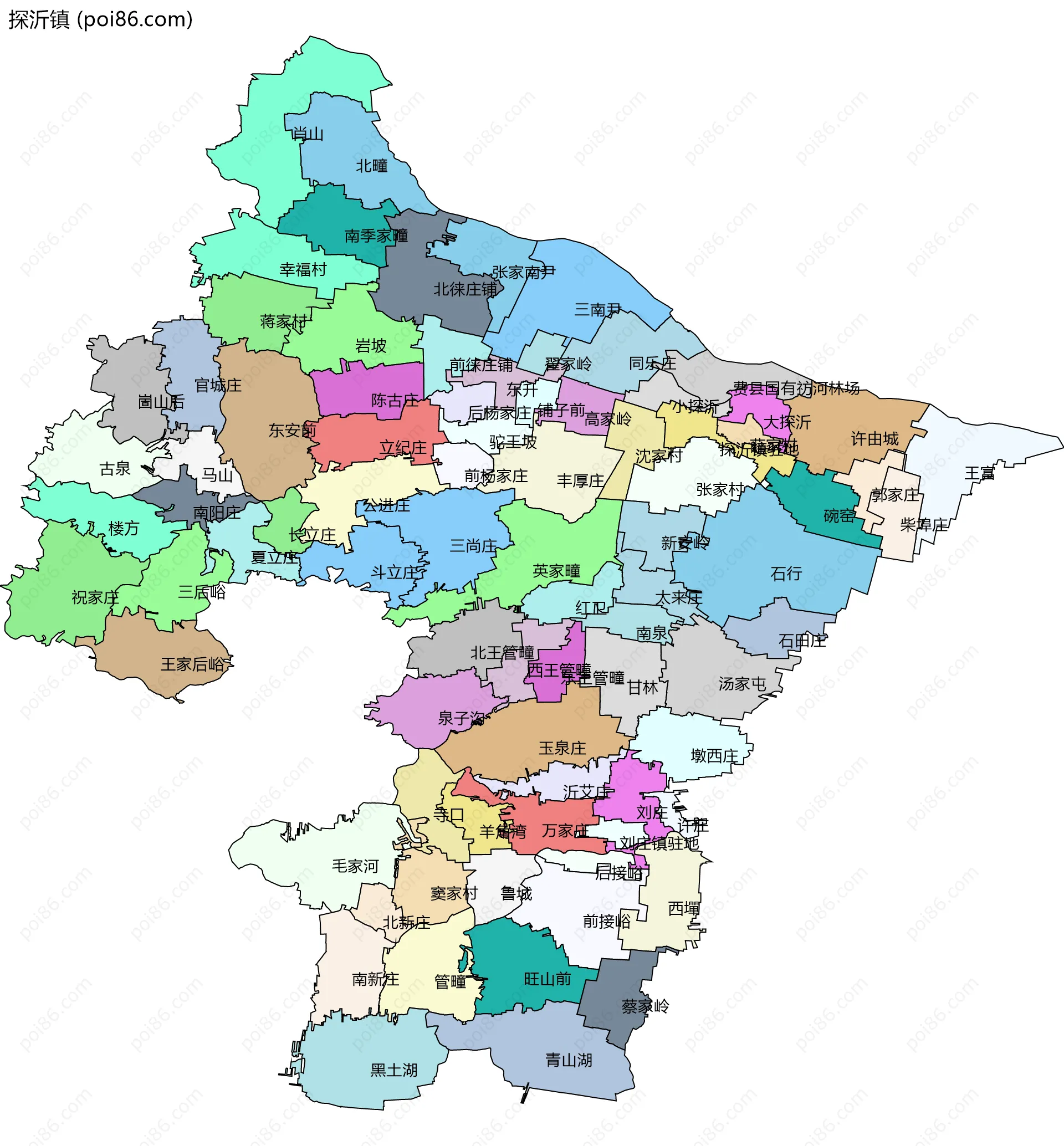 探沂镇边界地图(五级行政区划)