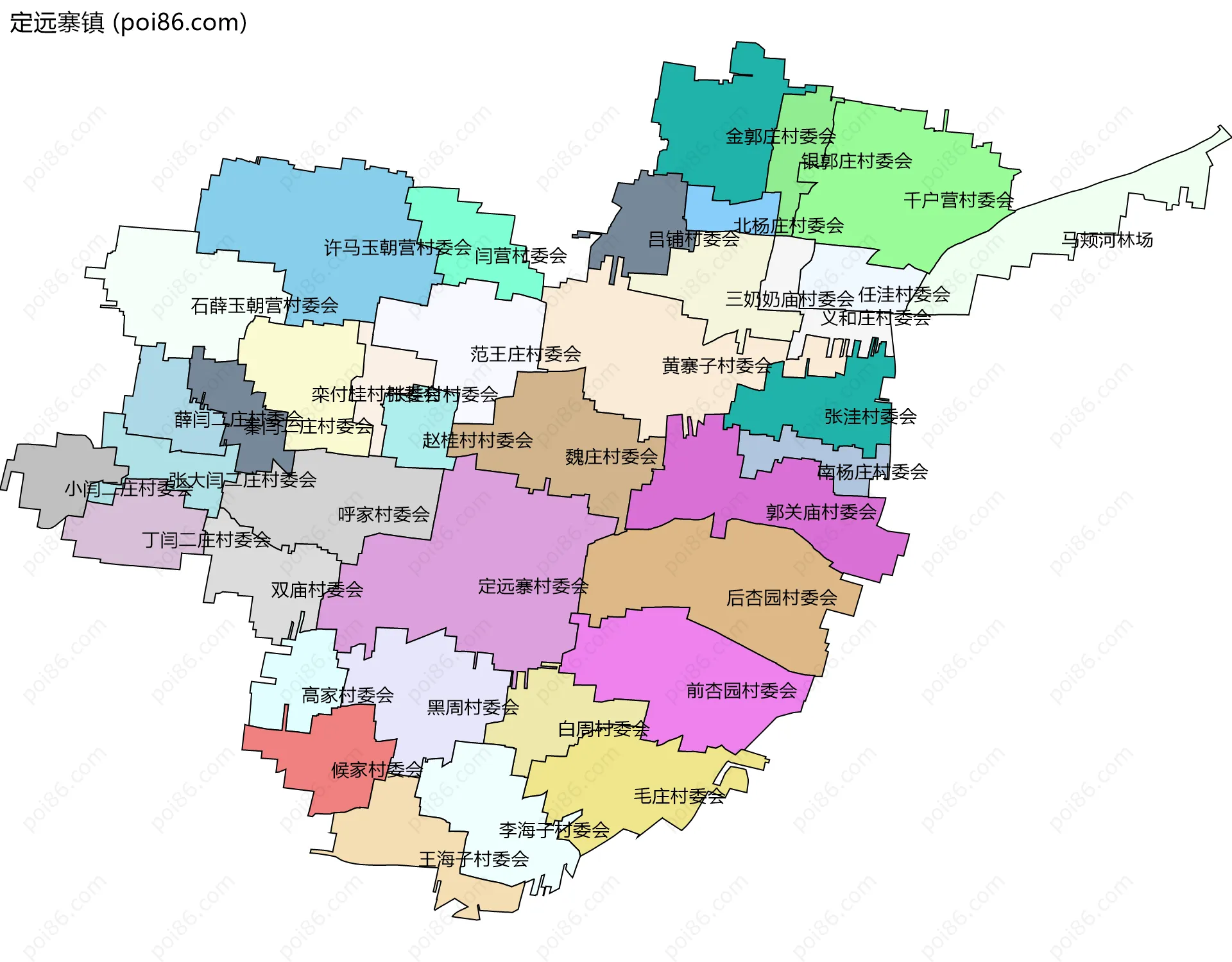 定远寨镇边界地图(五级行政区划)