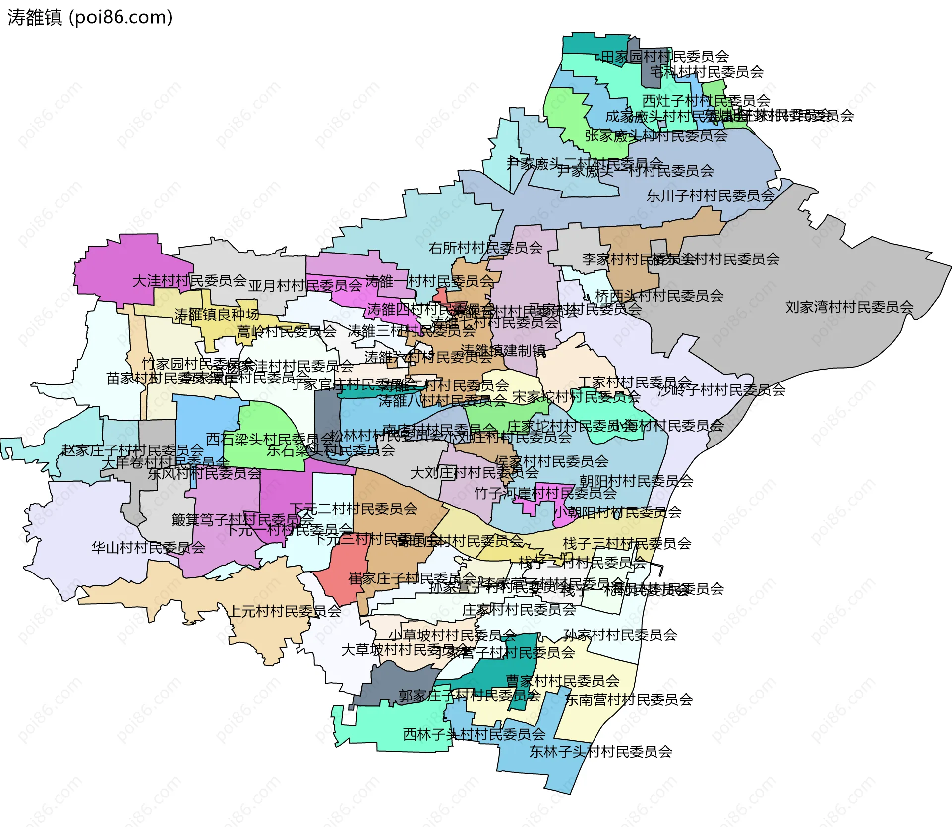涛雒镇边界地图(五级行政区划)