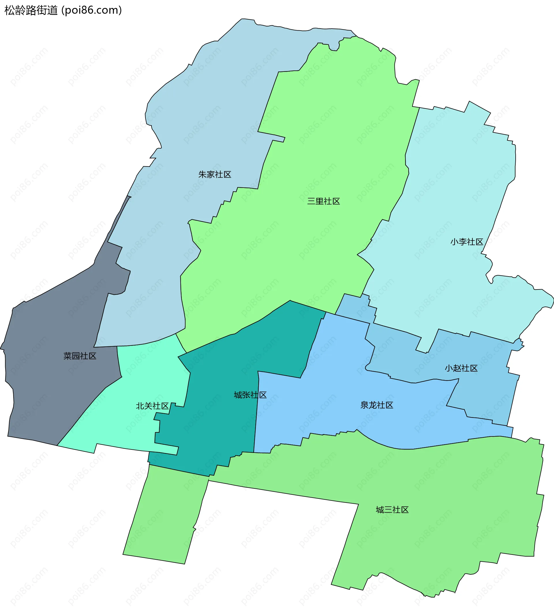 松龄路街道边界地图(五级行政区划)