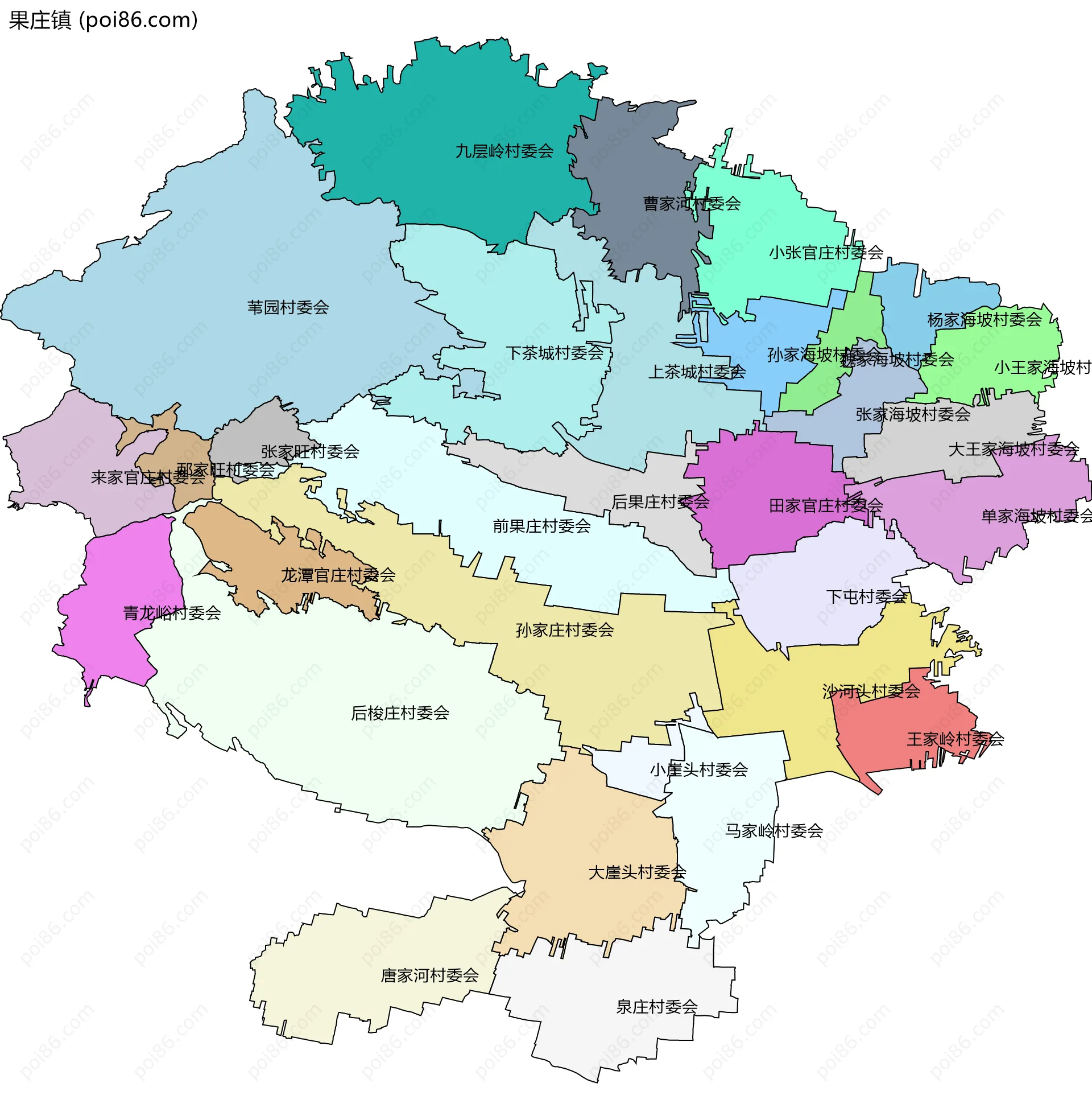 果庄镇边界地图(五级行政区划)