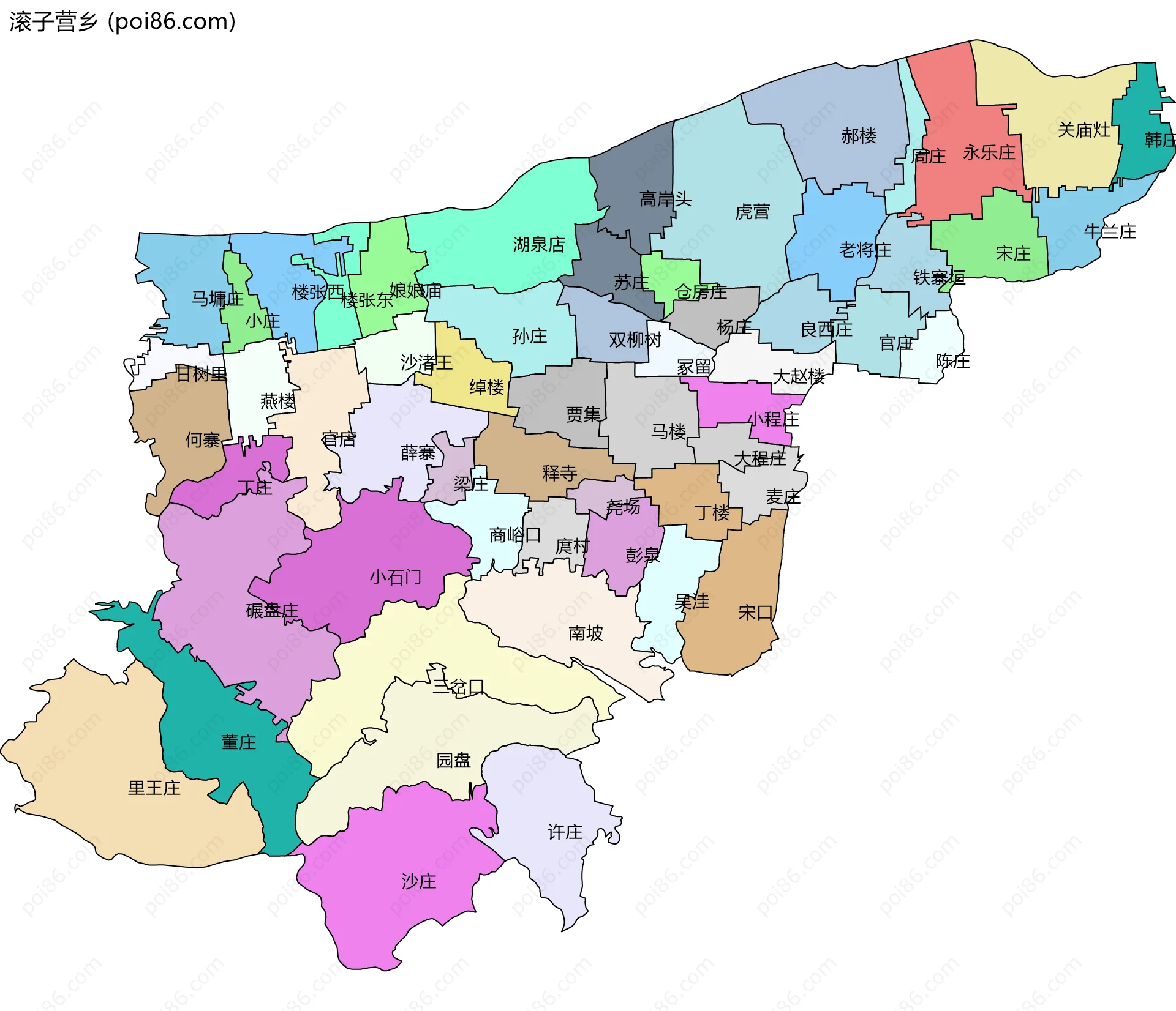 滚子营乡边界地图(五级行政区划)