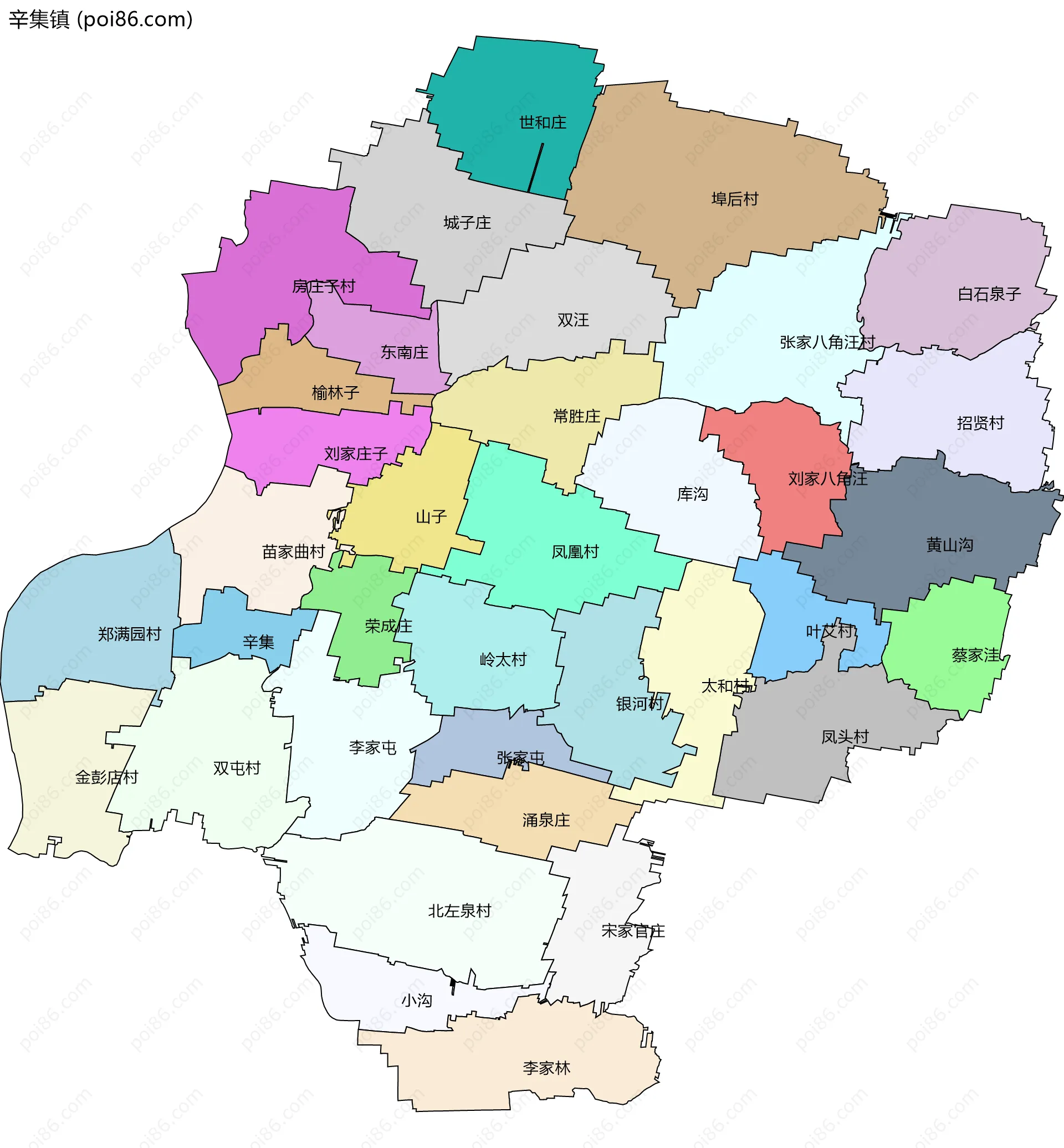 辛集镇边界地图(五级行政区划)
