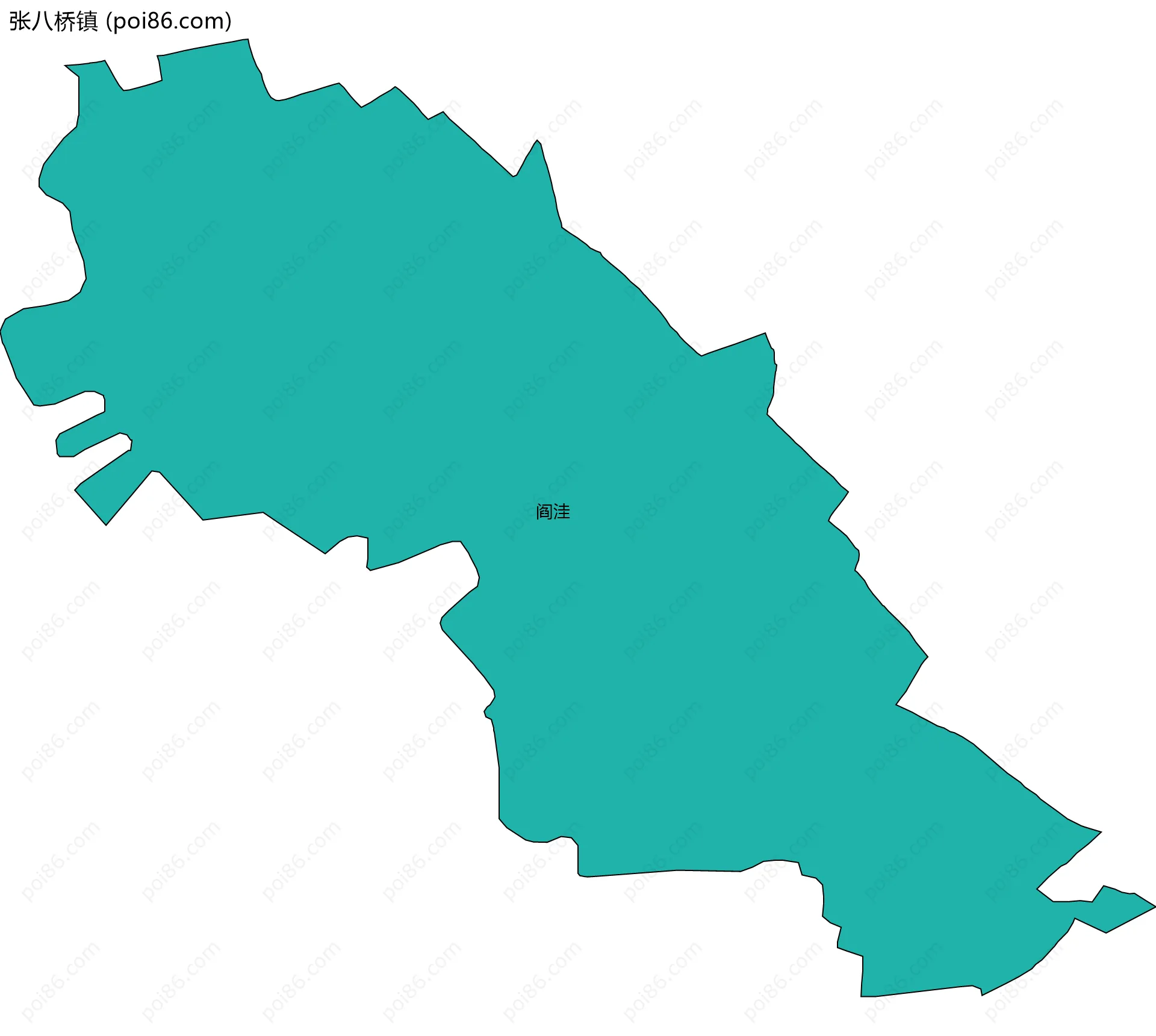 张八桥镇边界地图(五级行政区划)
