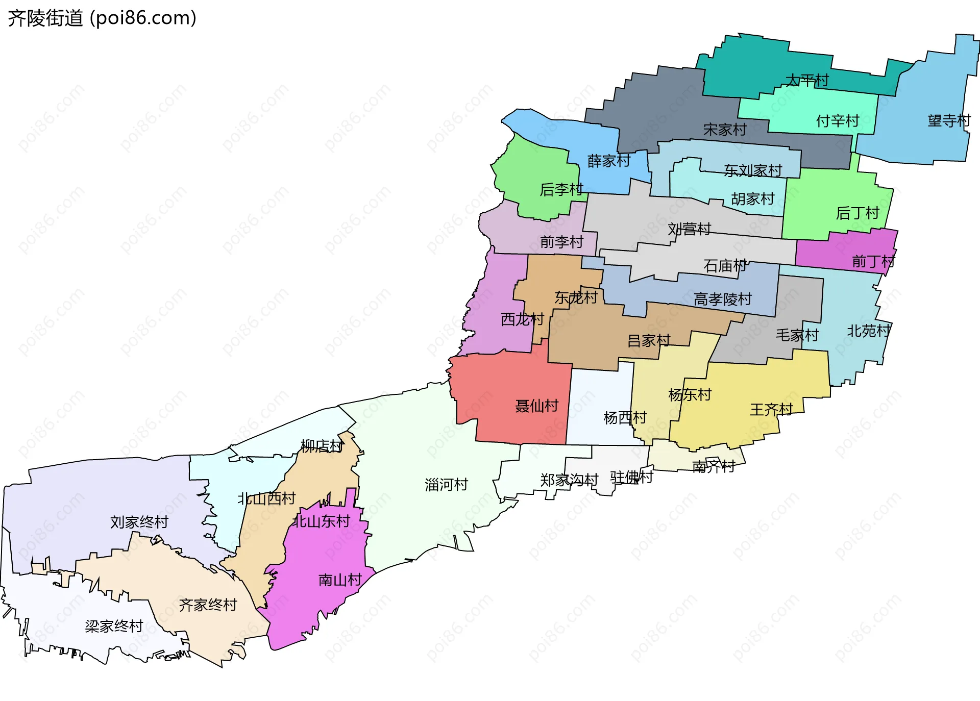 齐陵街道边界地图(五级行政区划)