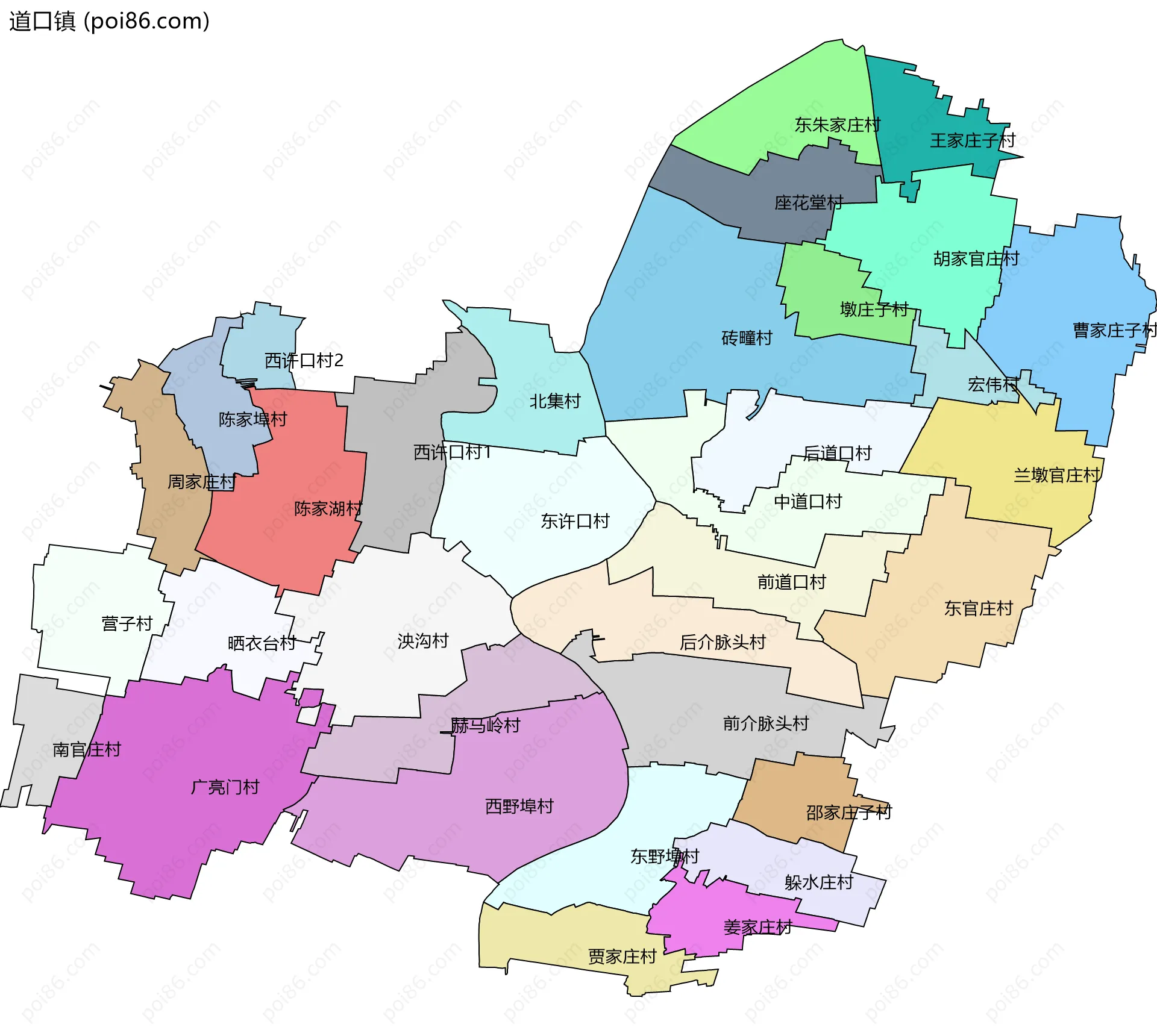 道口镇边界地图(五级行政区划)