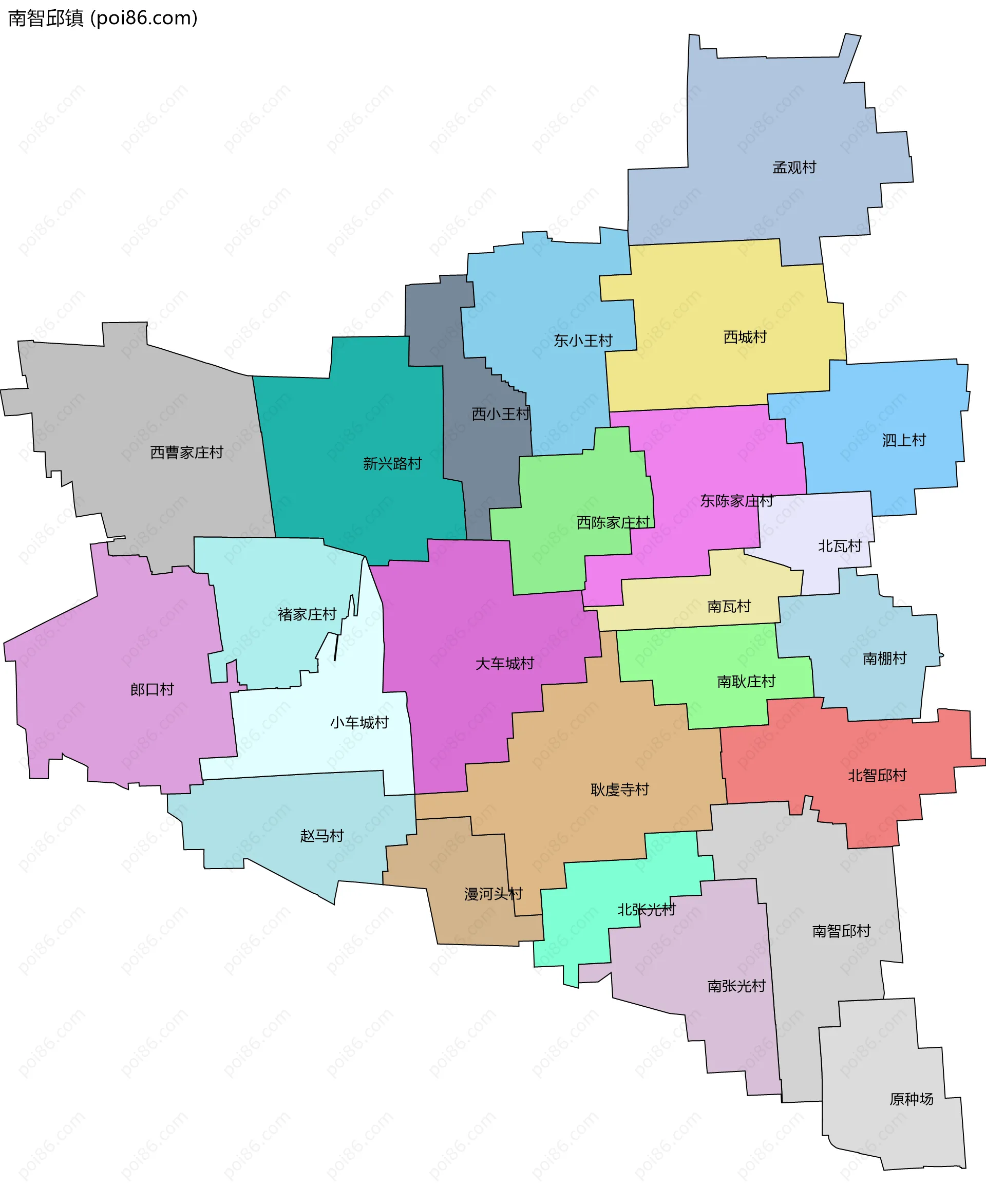 南智邱镇边界地图(五级行政区划)