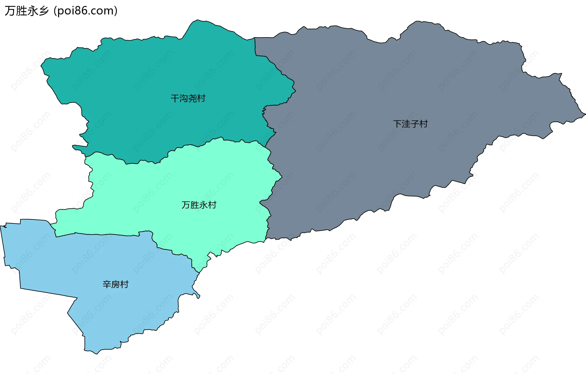 万胜永乡边界地图(五级行政区划)