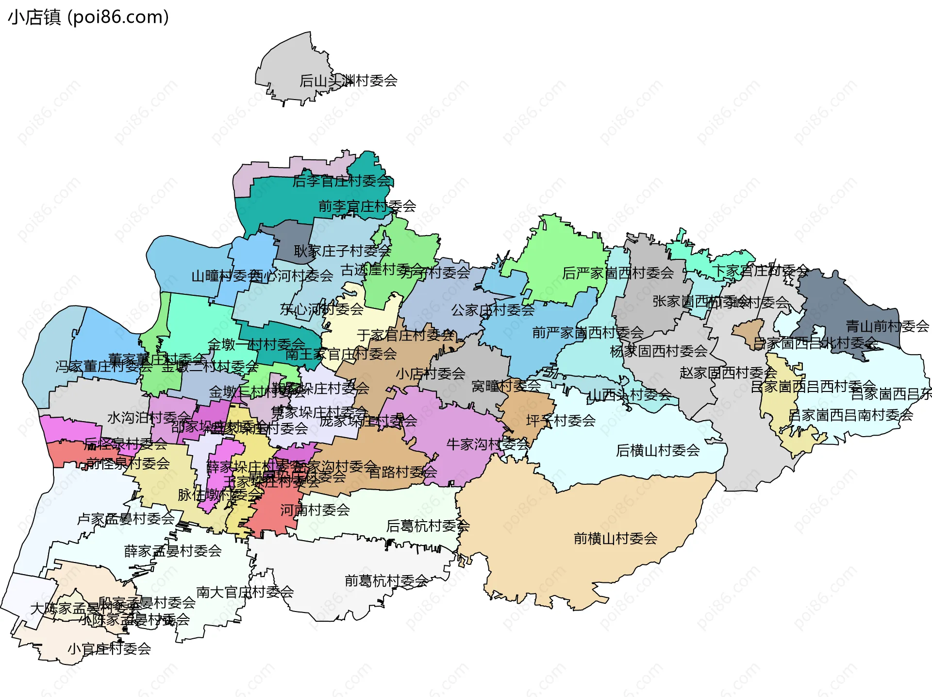小店镇边界地图(五级行政区划)