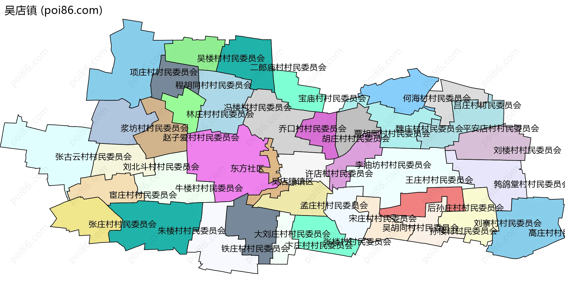 吴店镇边界地图(五级行政区划)