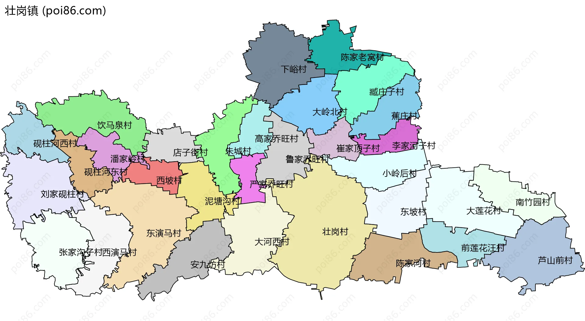 壮岗镇边界地图(五级行政区划)