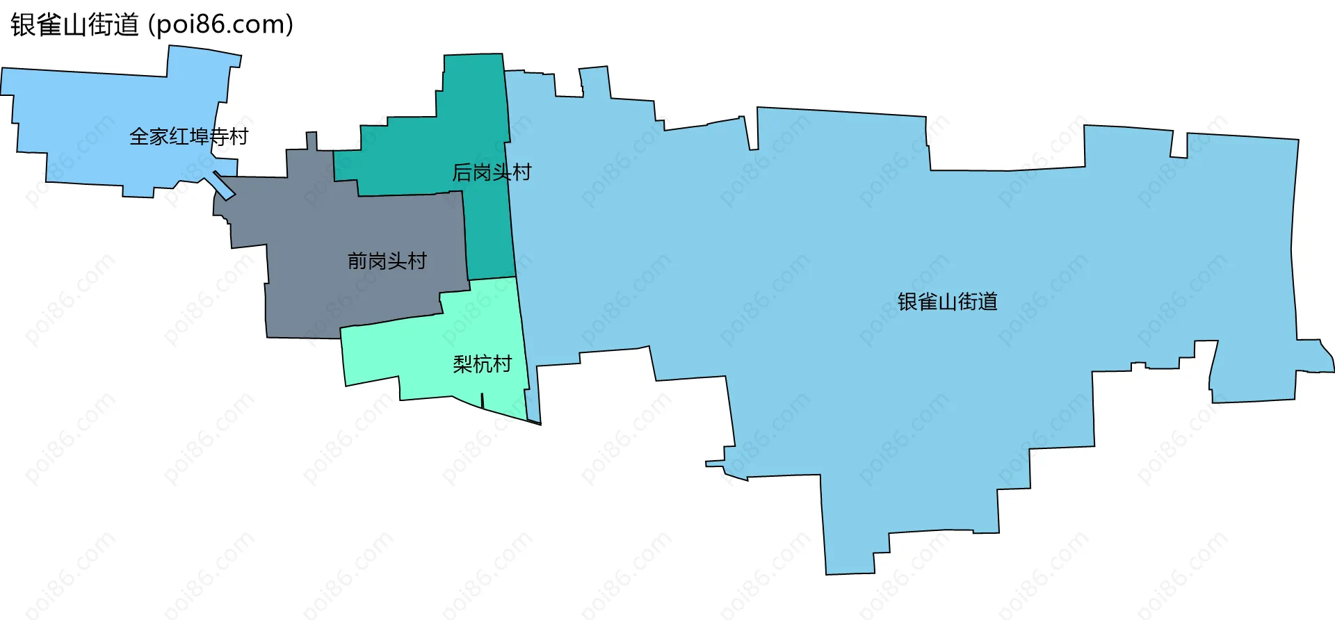 银雀山街道边界地图(五级行政区划)