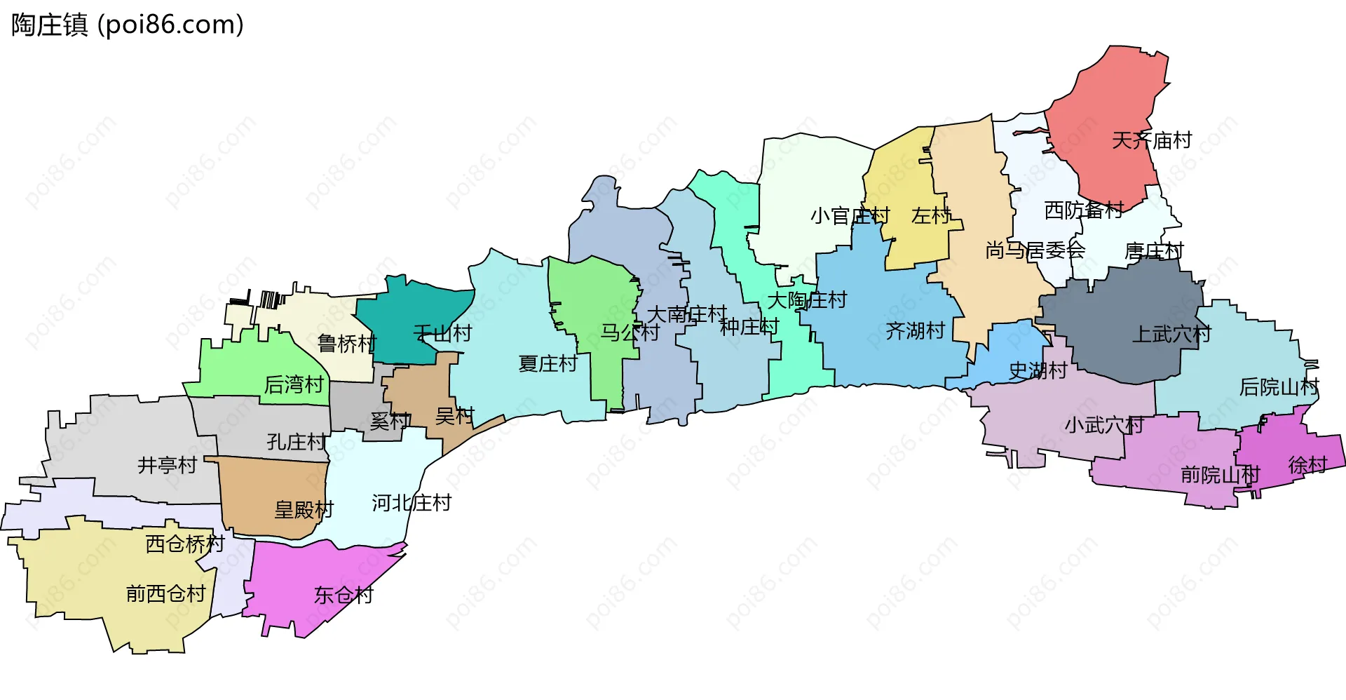 陶庄镇边界地图(五级行政区划)
