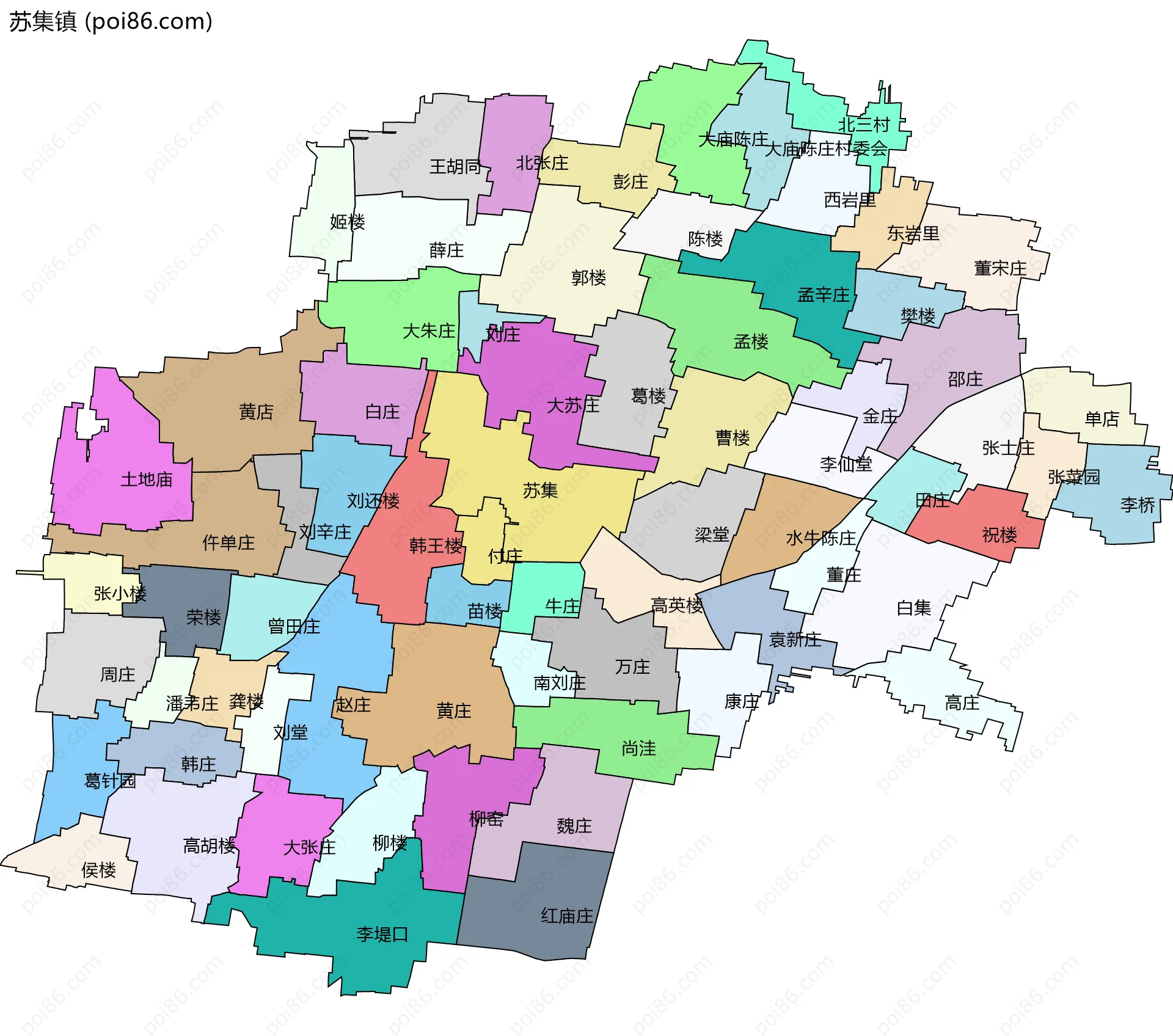 苏集镇边界地图(五级行政区划)