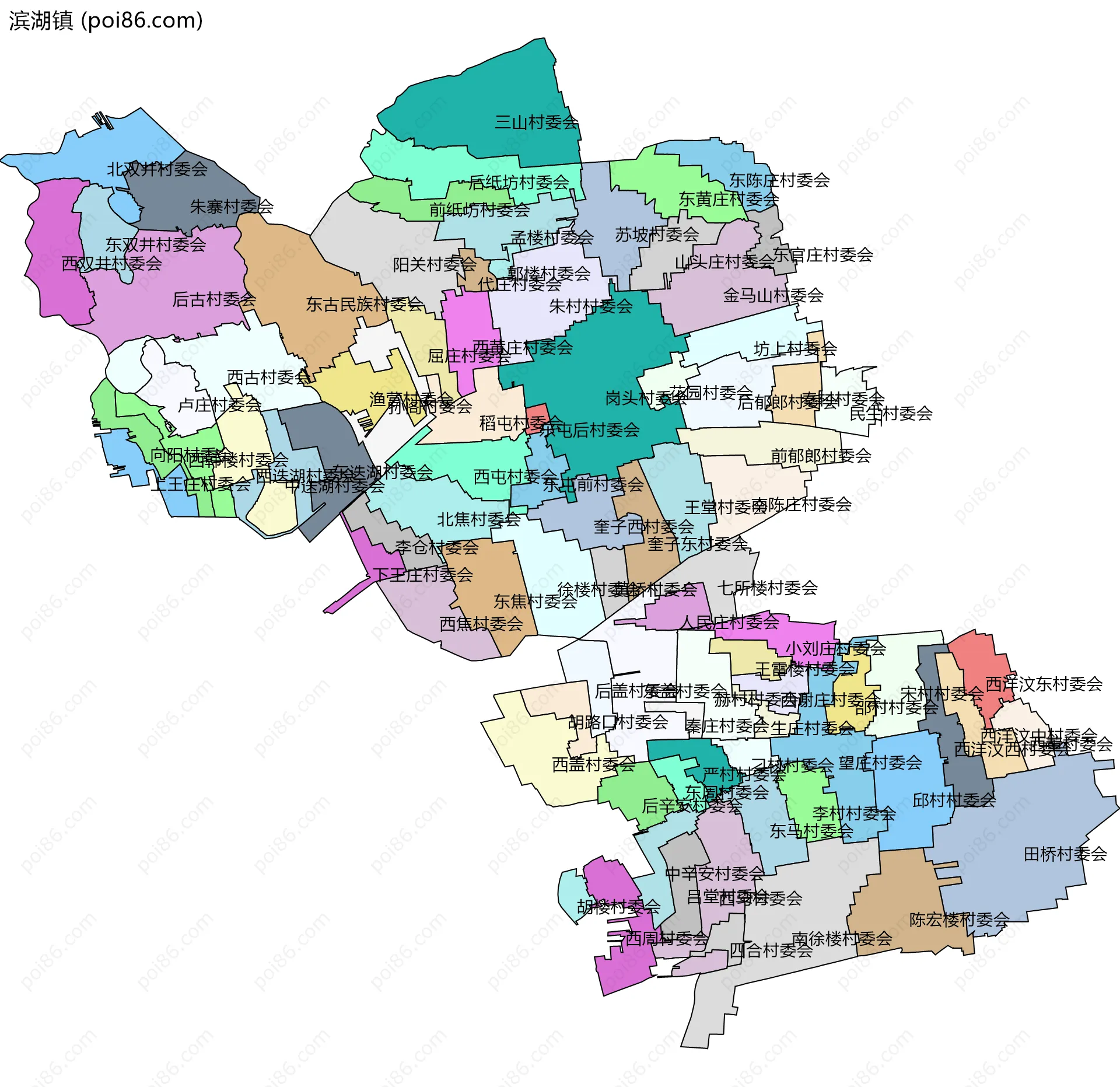 滨湖镇边界地图(五级行政区划)