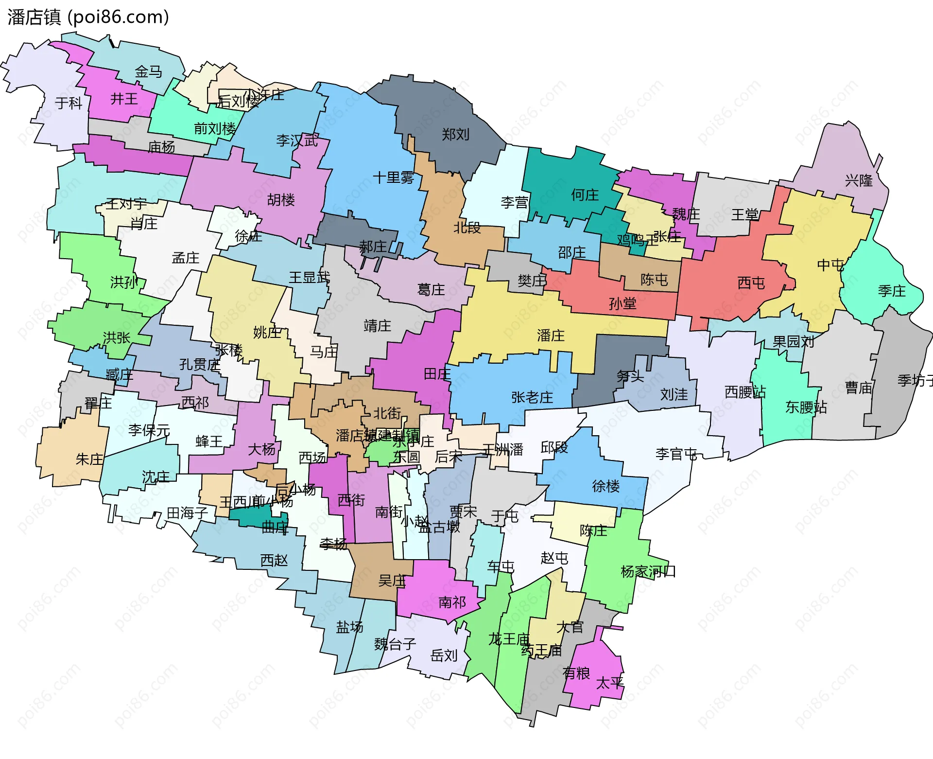 潘店镇边界地图(五级行政区划)