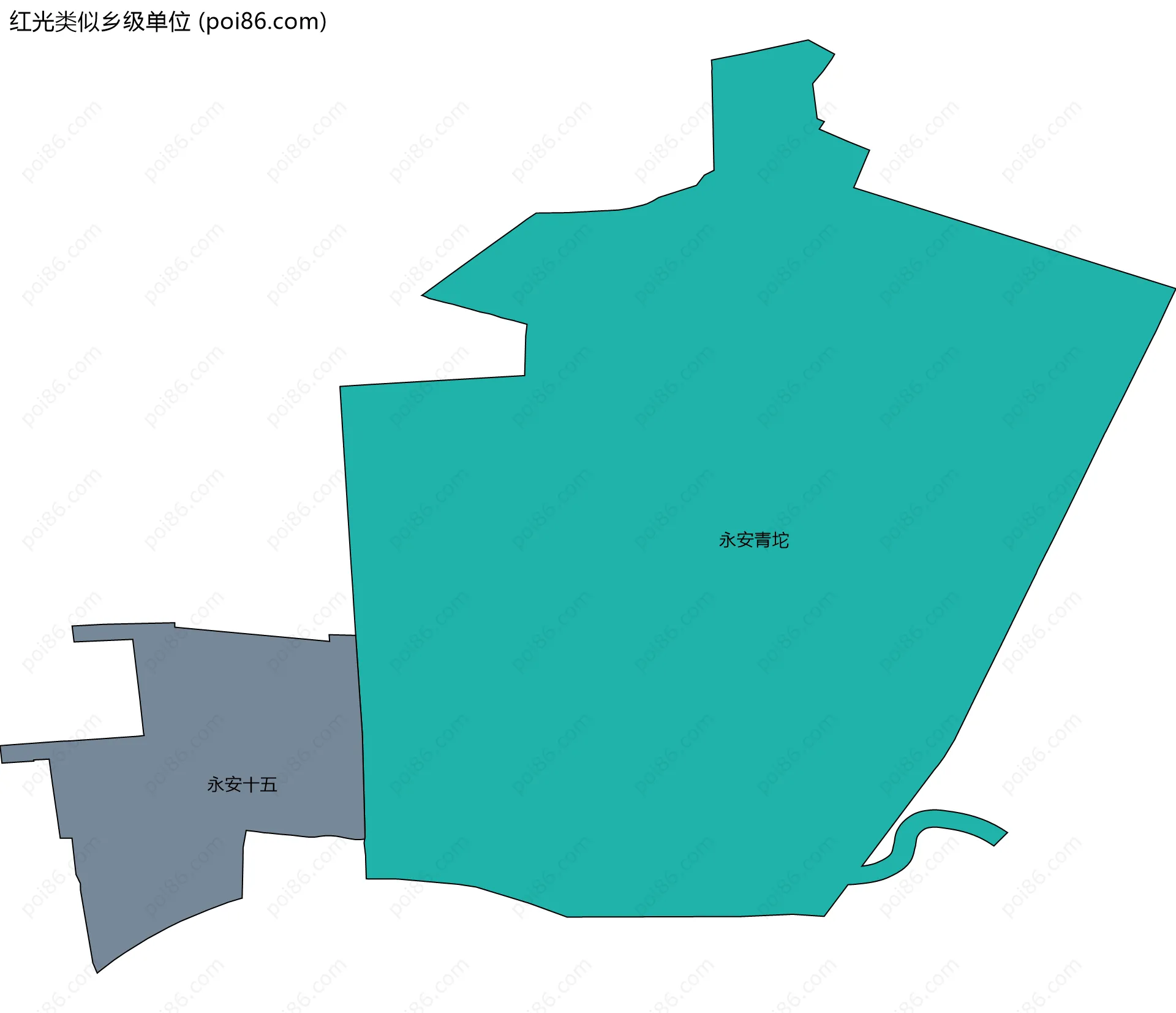 红光类似乡级单位边界地图(五级行政区划)