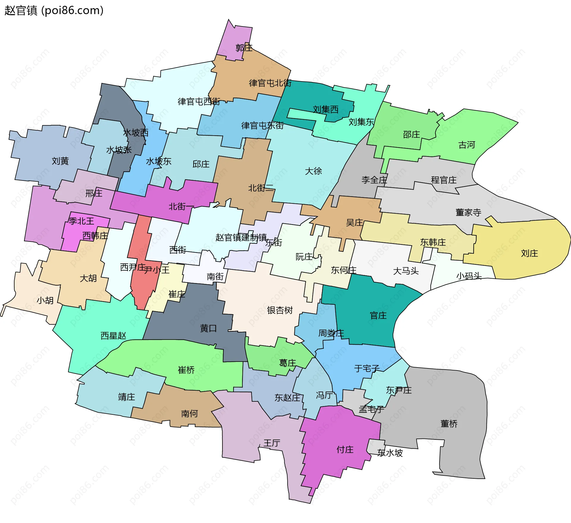 赵官镇边界地图(五级行政区划)