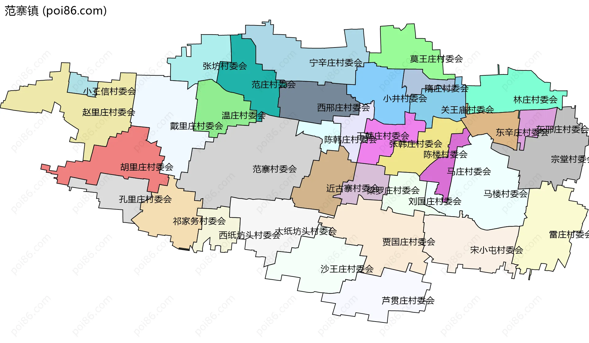 范寨镇边界地图(五级行政区划)