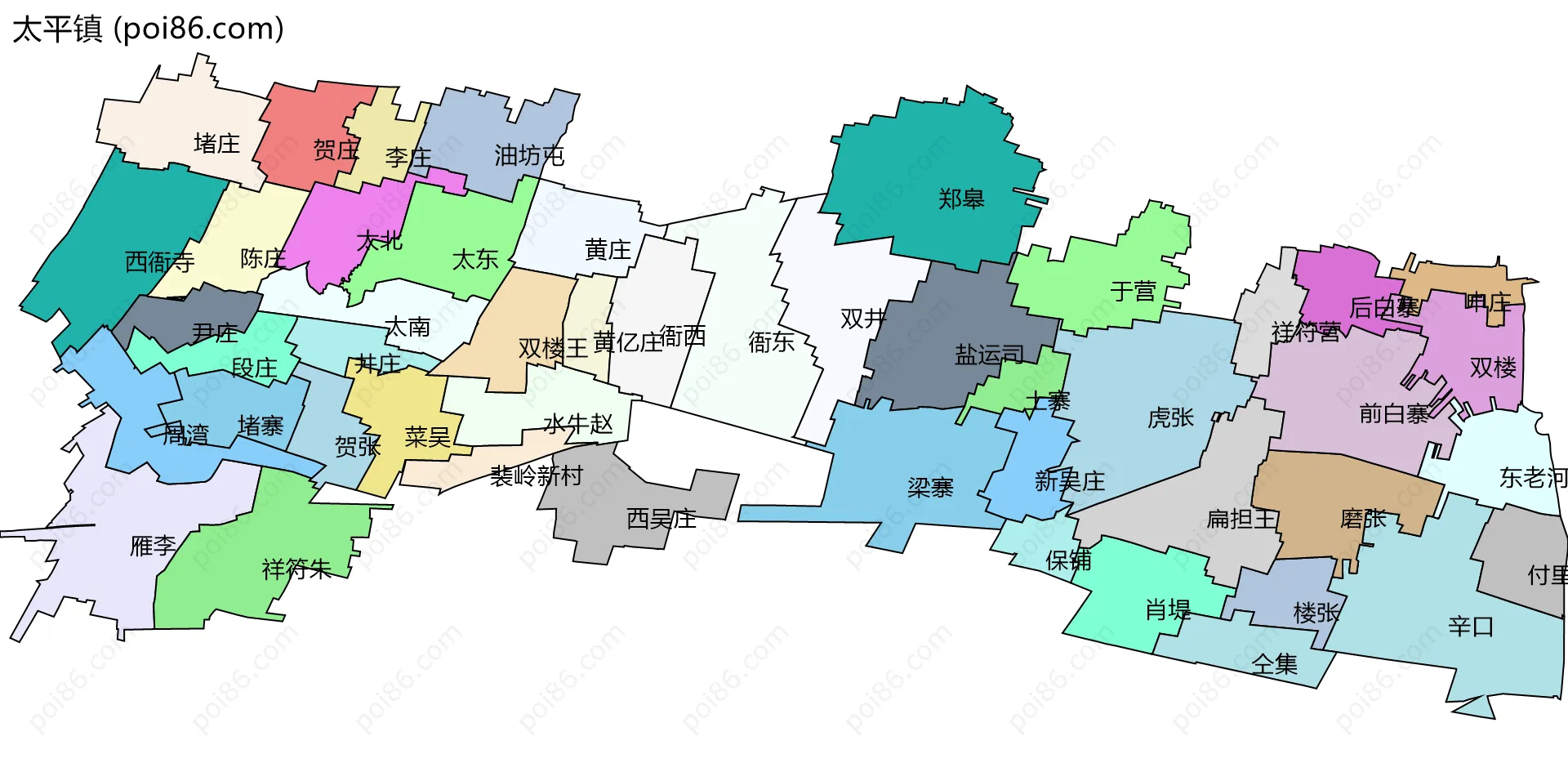 太平镇边界地图(五级行政区划)