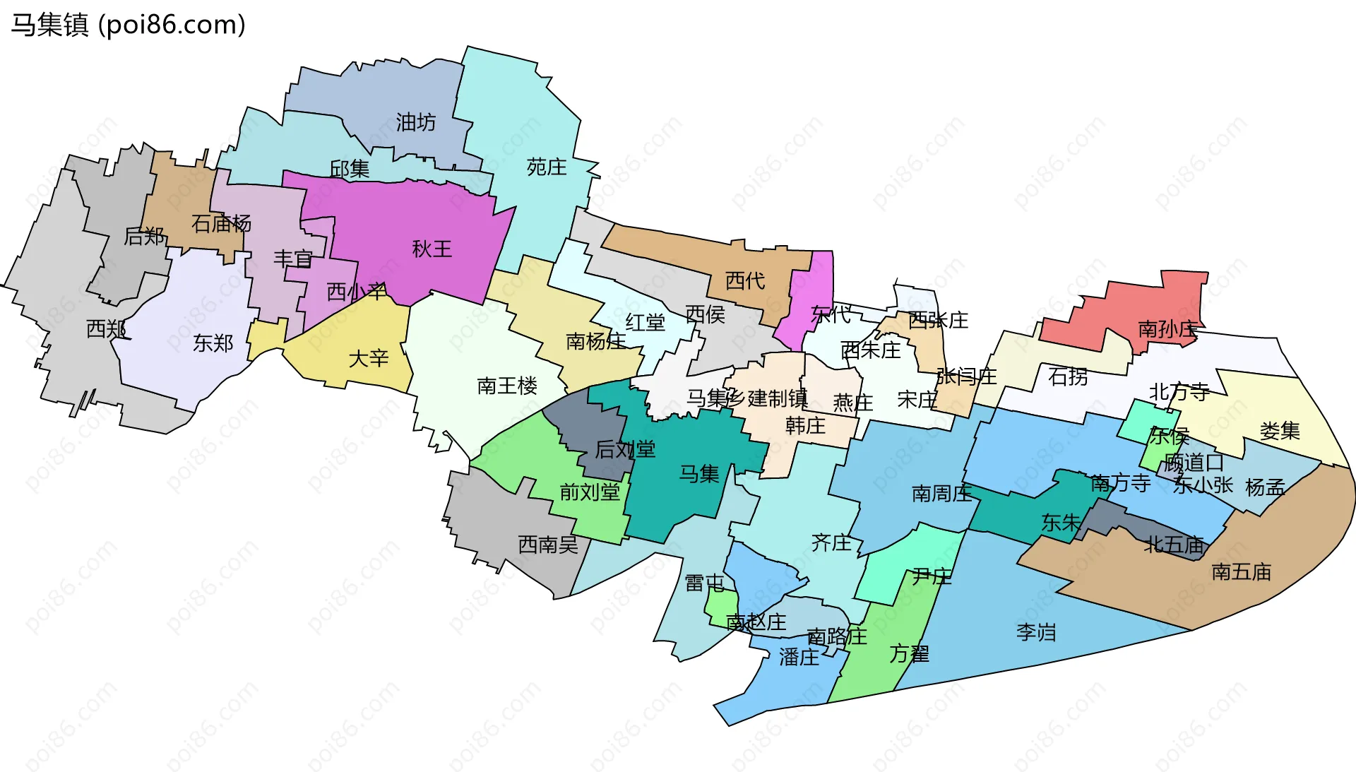 马集镇边界地图(五级行政区划)