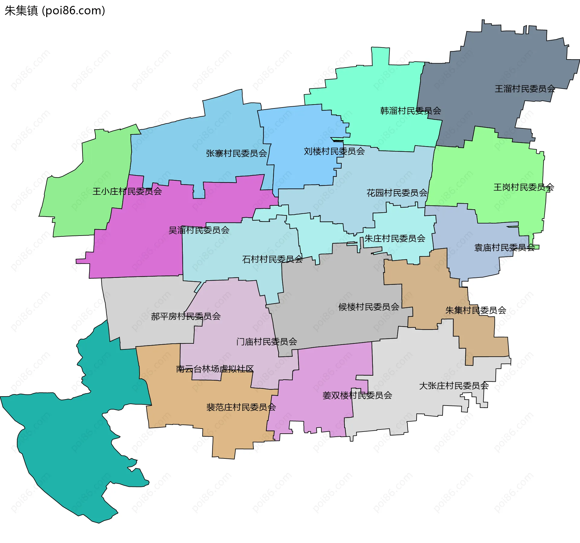 朱集镇边界地图(五级行政区划)