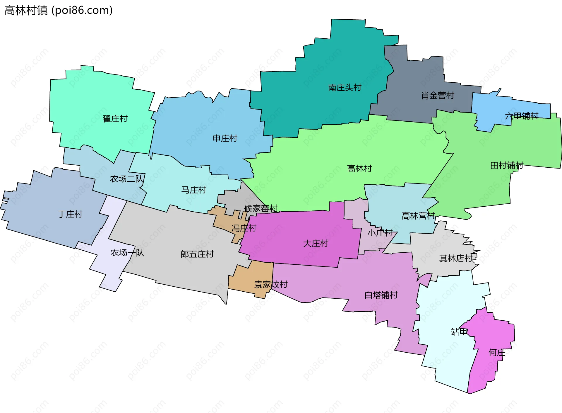 高林村镇边界地图(五级行政区划)