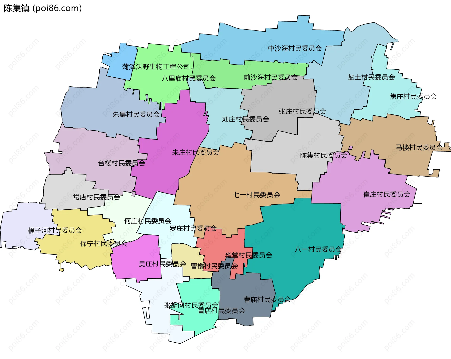 陈集镇边界地图(五级行政区划)