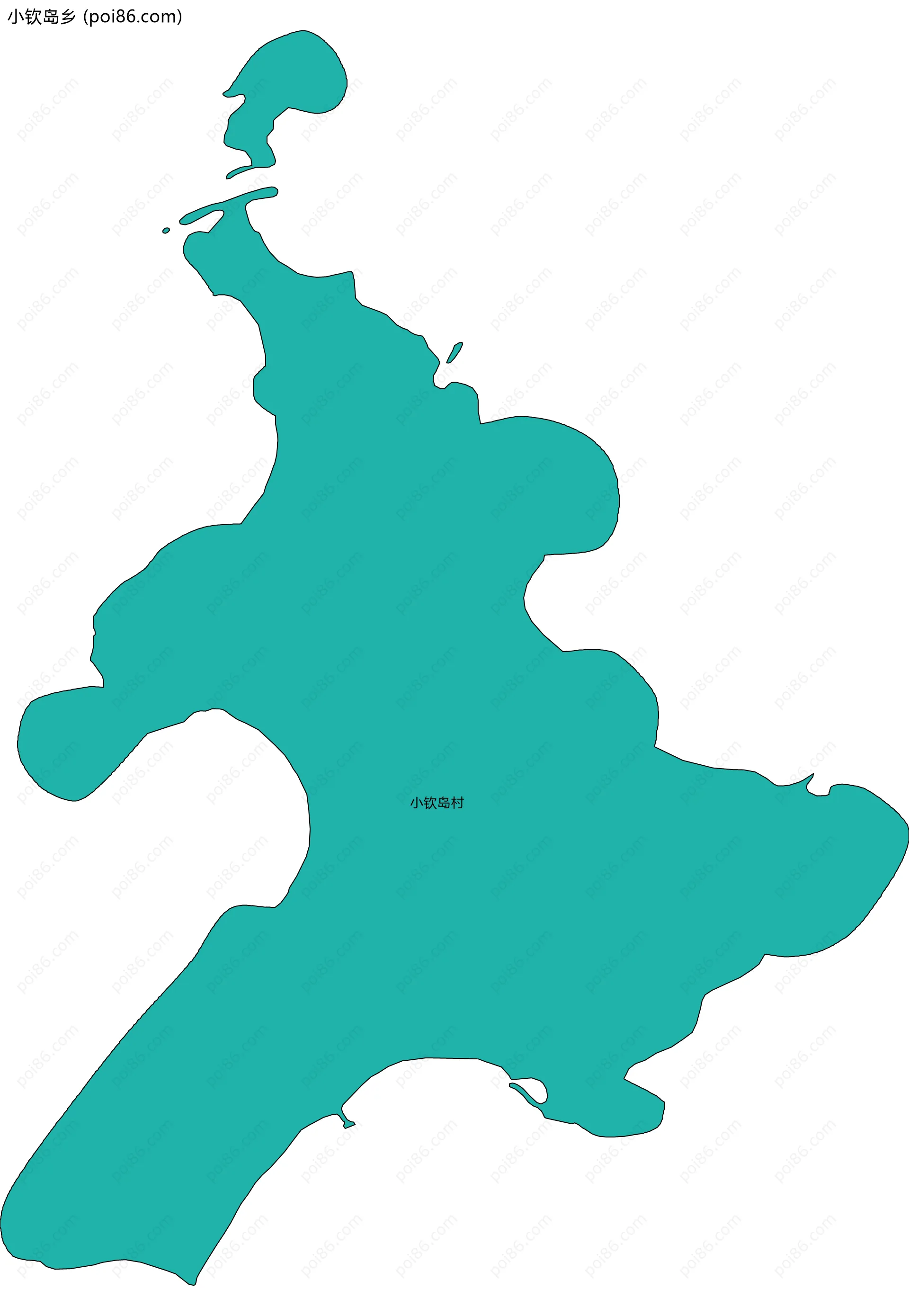 小钦岛乡边界地图(五级行政区划)