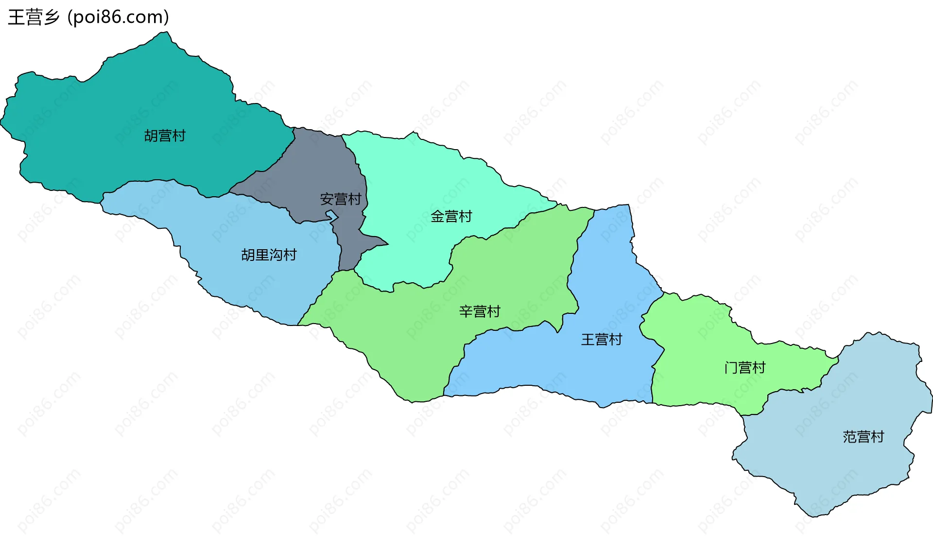 王营乡边界地图(五级行政区划)