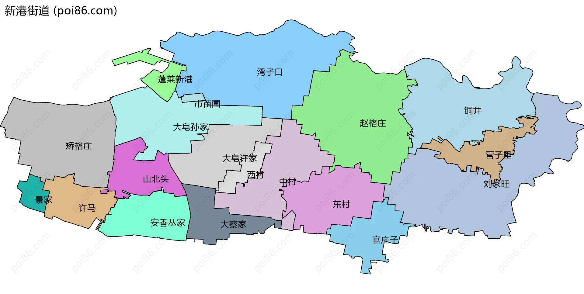 新港街道边界地图(五级行政区划)