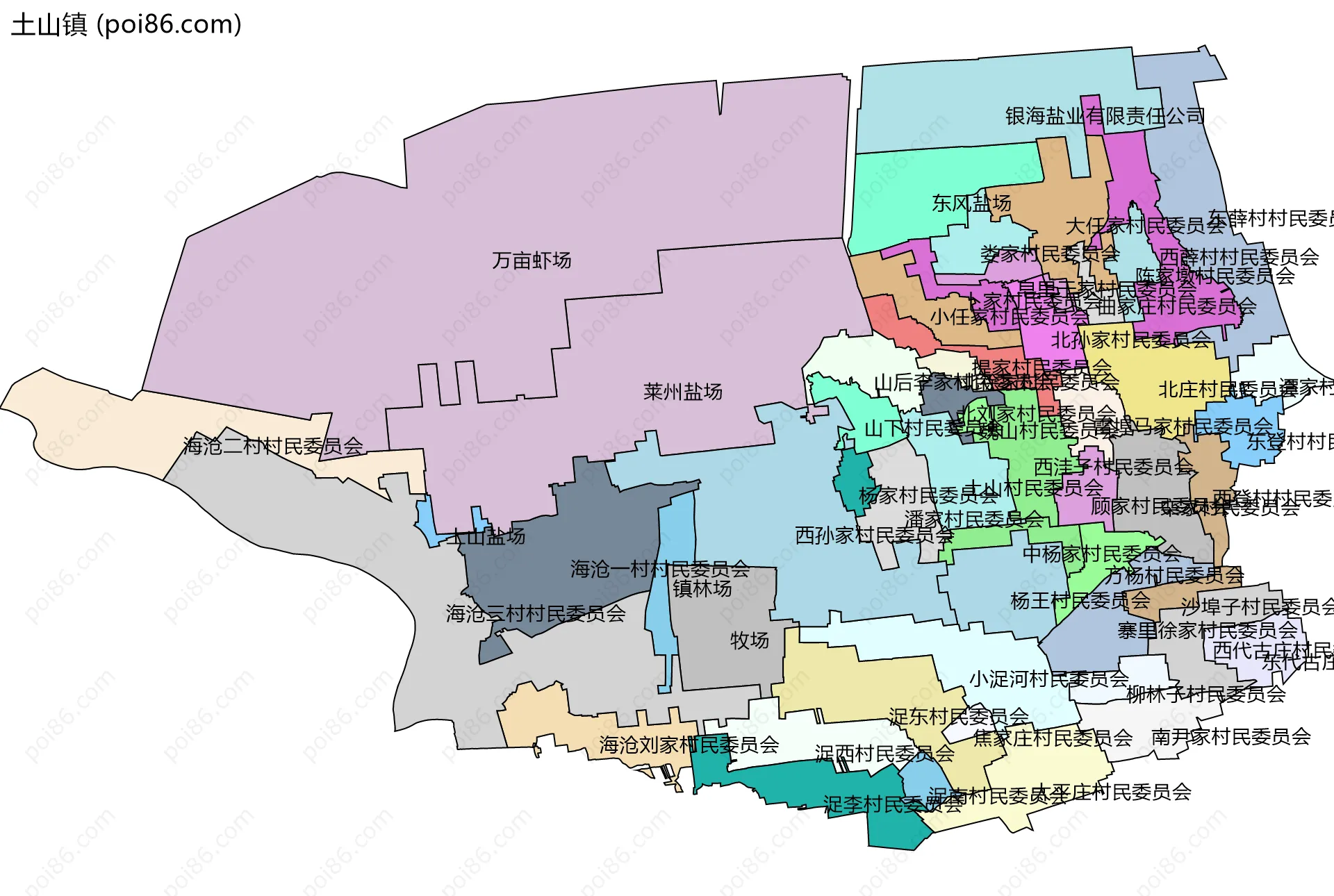 土山镇边界地图(五级行政区划)