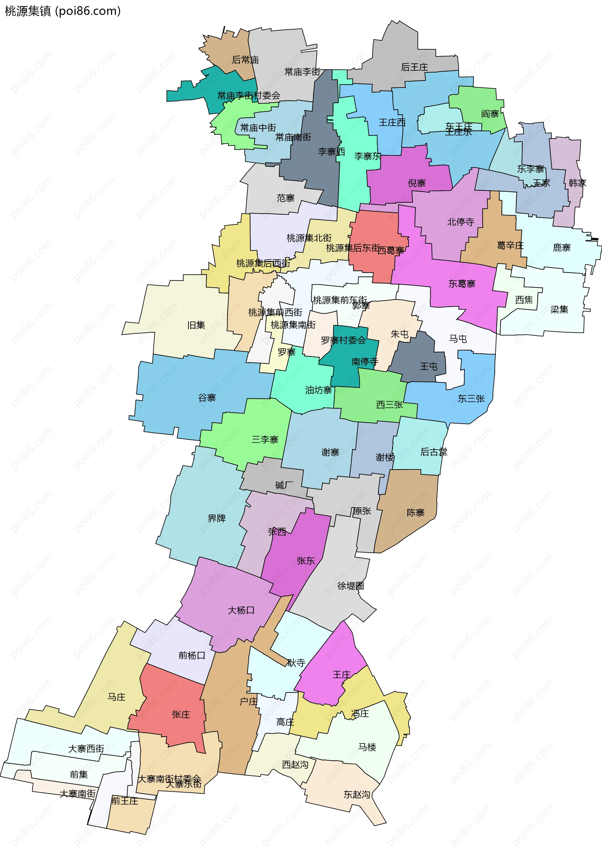 桃源集镇边界地图(五级行政区划)