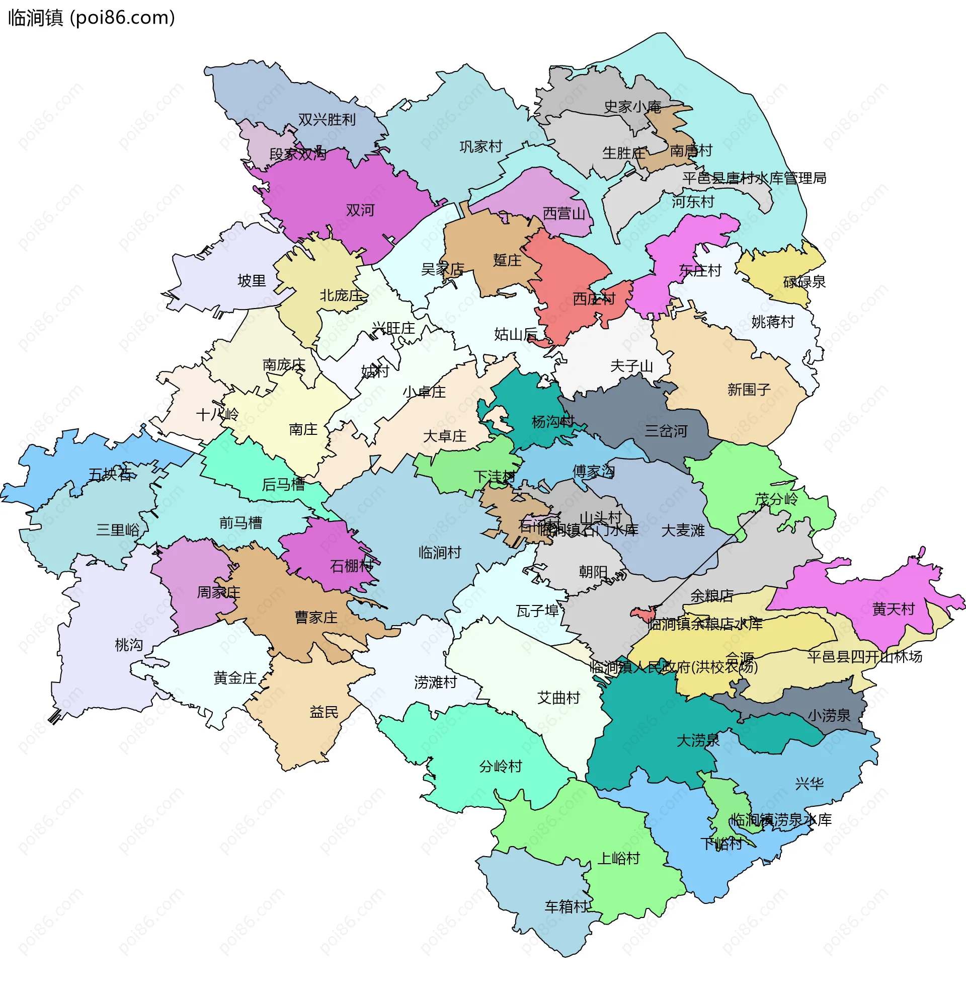 临涧镇边界地图(五级行政区划)
